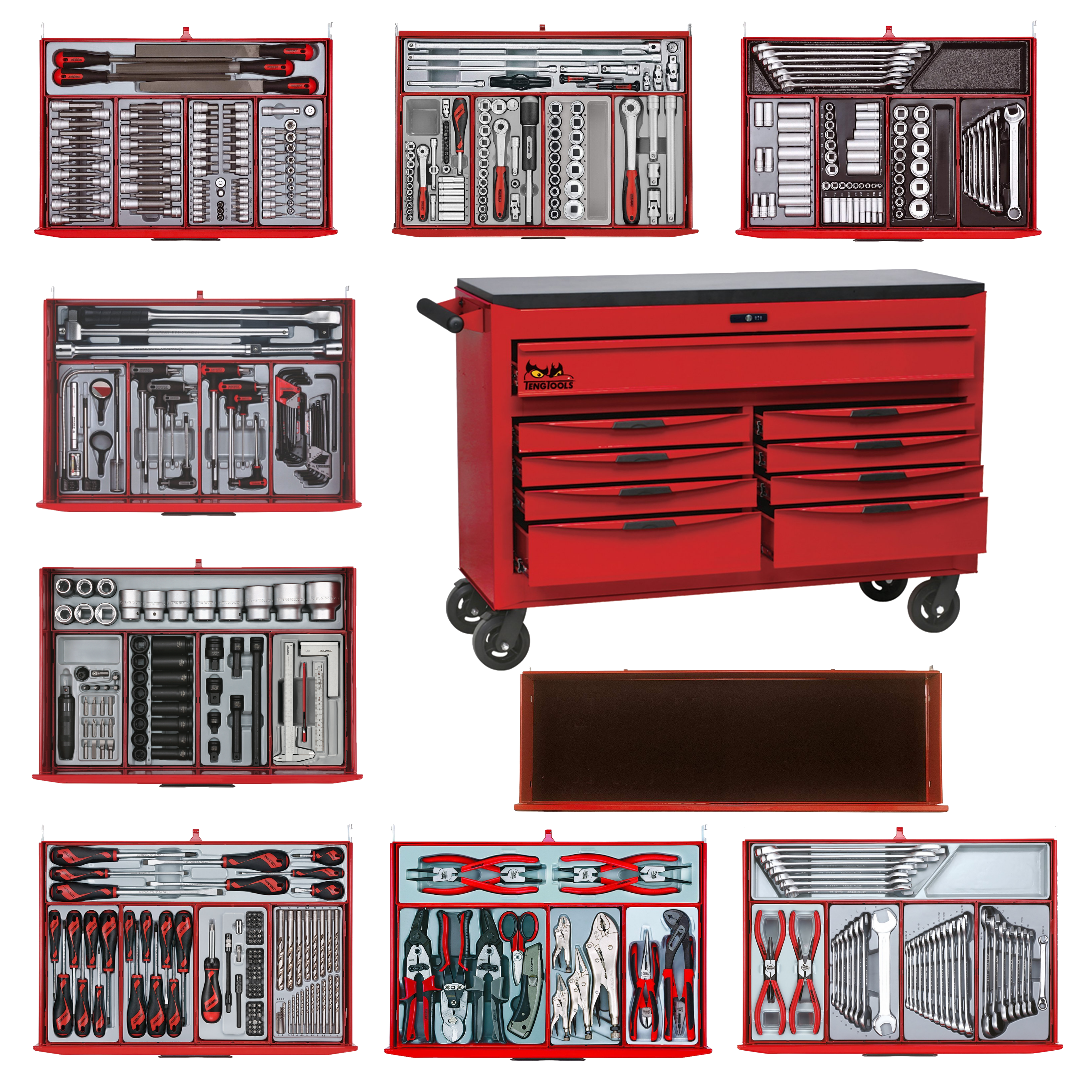 Teng Tools 569 Piece Complete Mixed Mega Master Hand Tool Kit With 53 Inch Wide Roller - TCMMIND08 image 1