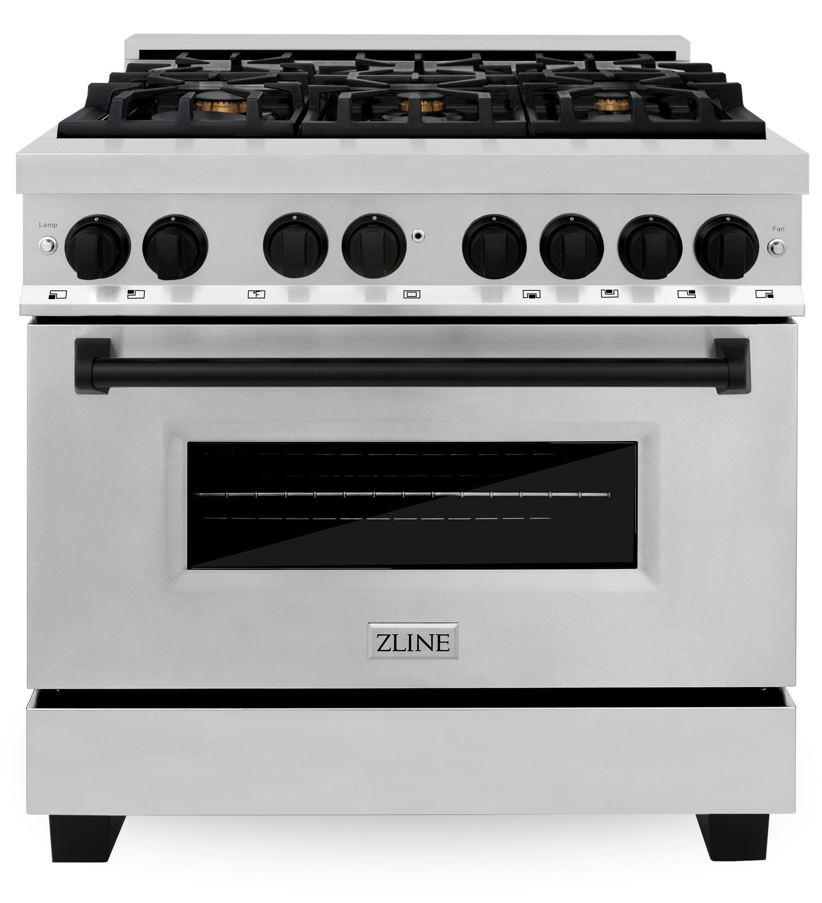 ZLINE Legacy Series Autograph Edition 36-inch Dual Fuel Range with Gas Stove and 4.6 Cu. Ft. Electric Oven in Stainless Steel with Matte Black Accents (RAZ-36-MB) image 1