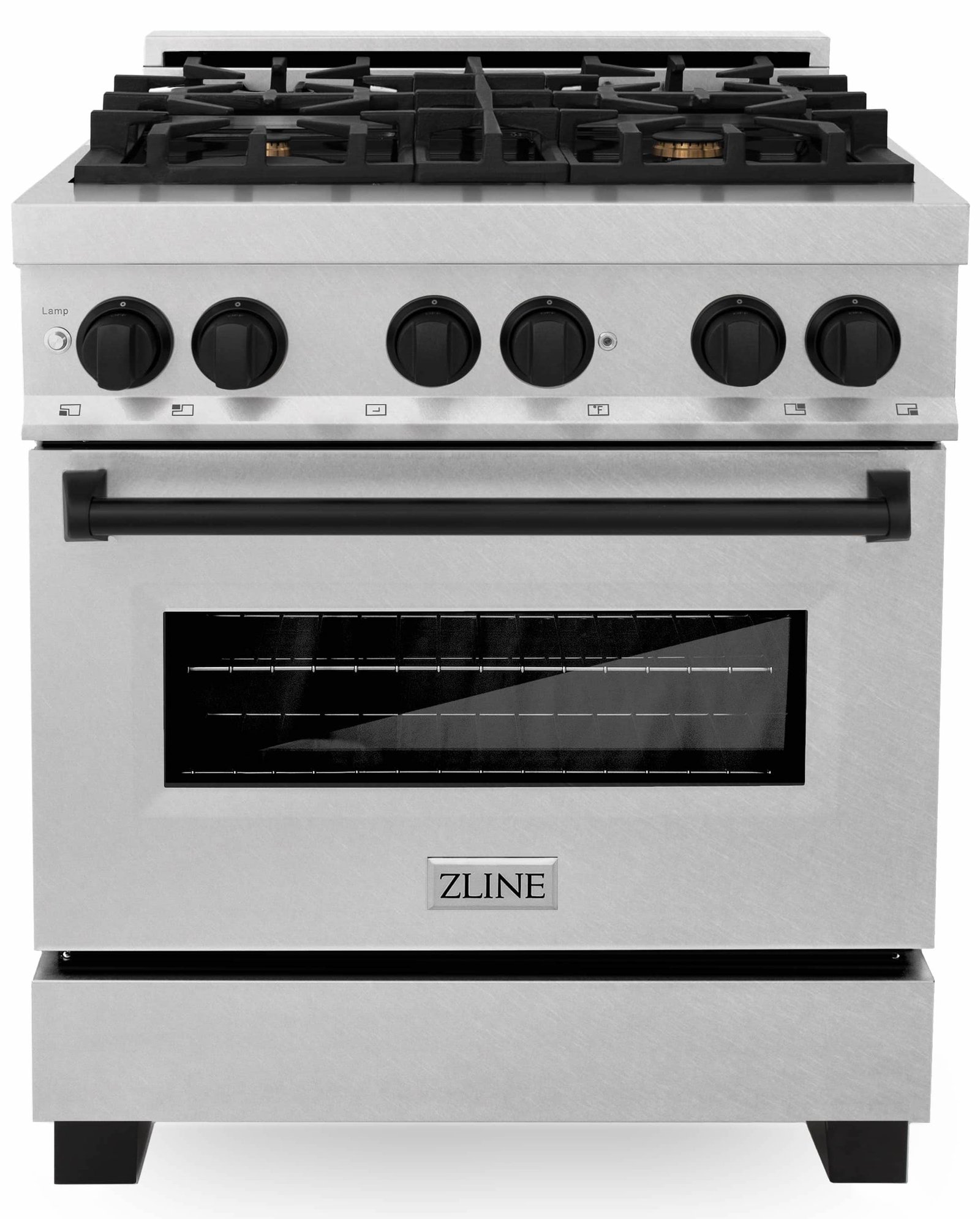ZLINE Legacy Series Autograph Edition 30-inch Dual Fuel Range with Gas Stove and 4.0 Cu. Ft. Electric Oven in Fingerprint Resistant Satin Stainless Steel with Matte Black Accents (RASZ-SN-30-MB) image 1