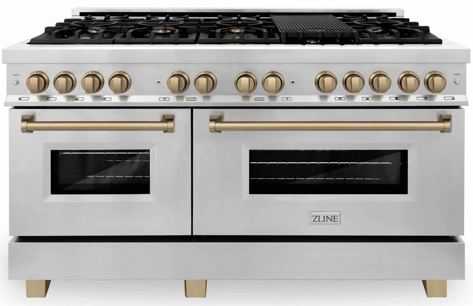 ZLINE Legacy Series Autograph Edition 60-inch Dual Fuel Range with Gas Stove and 7.4 Cu. Ft. Electric Oven in Stainless Steel with Champagne Bronze Accents (RAZ-60-CB) image 1