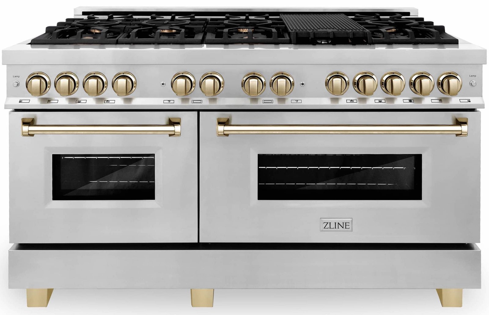 ZLINE Legacy Series Autograph Edition 60-inch Dual Fuel Range with Gas Stove and 7.4 Cu. Ft. Electric Oven in Stainless Steel with Gold Accents (RAZ-60-G) image 1