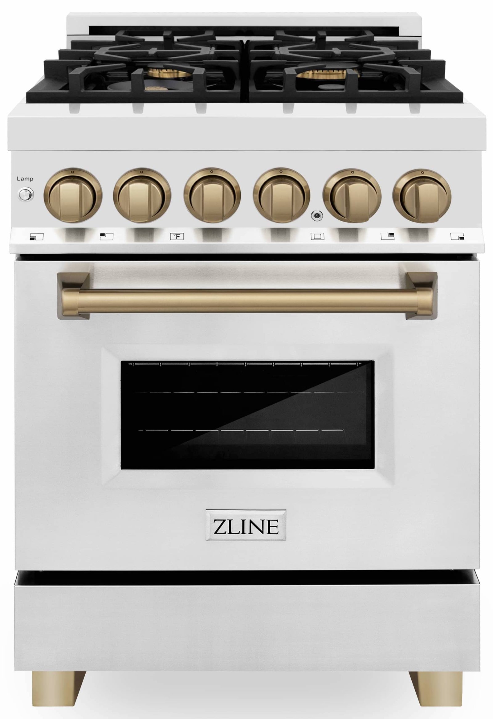ZLINE Legacy Series Autograph Edition 24-inch Dual Fuel Range with Gas Stove and 2.8 Cu. Ft. Electric Oven in Stainless Steel with Champagne Bronze Accents (RAZ-24-CB) image 1