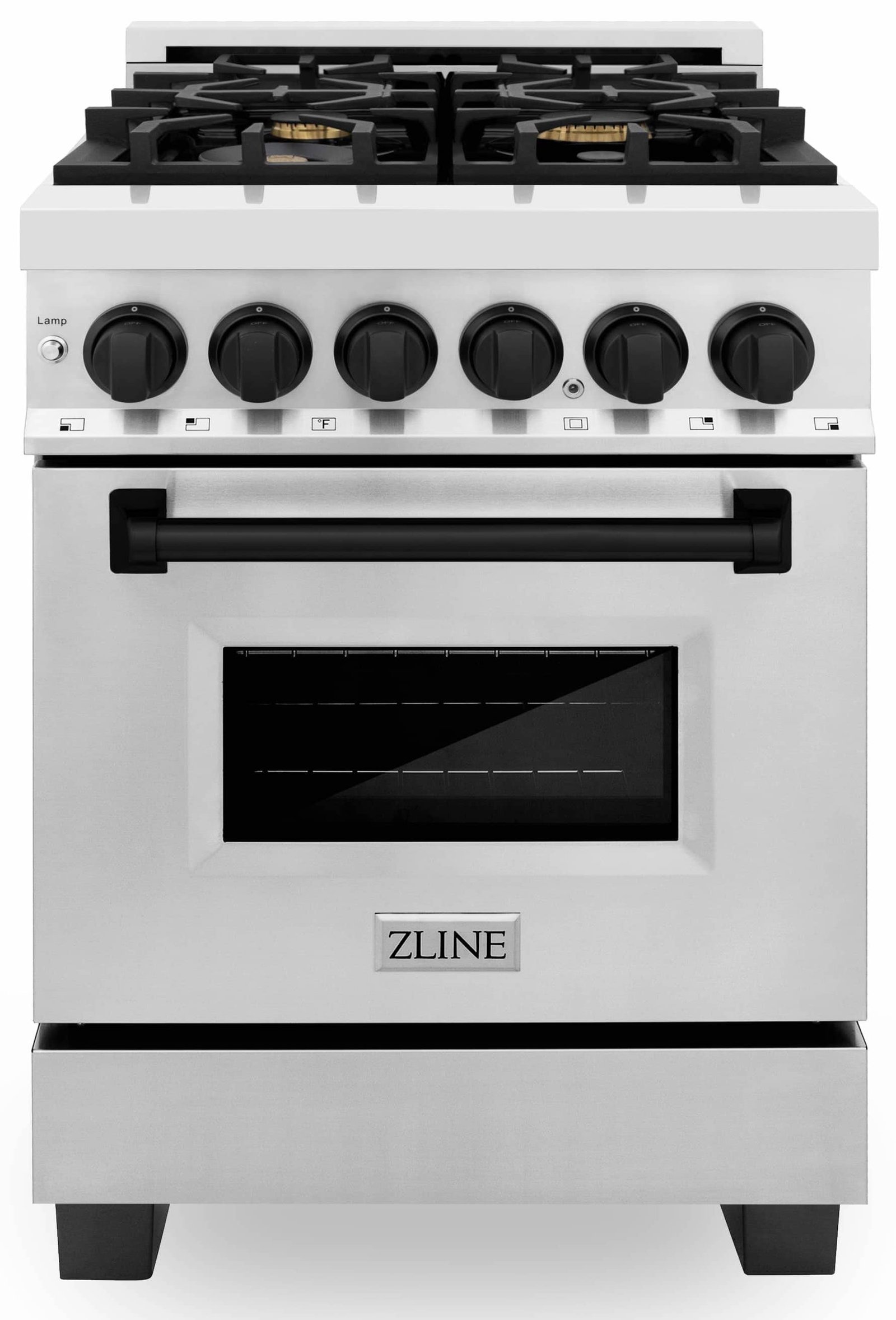 ZLINE Legacy Series Autograph Edition 24-inch Dual Fuel Range with Gas Stove and 2.8 Cu. Ft. Electric Oven in Stainless Steel with Matte Black Accents (RAZ-24-MB) image 1