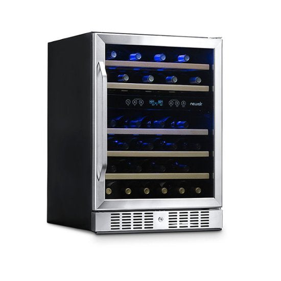 REFURB Newair 24” Dual Zone Wine Fridge w/ Beech Wood Shelves, 46 Bottles image 1