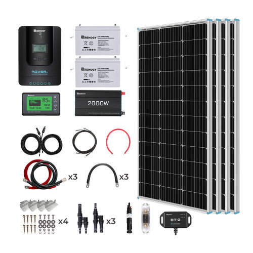 Renogy 400W 12 Volt Complete Solar Kit with Two 100Ah Deep-Cycle AGM / LiFePO4 Batteries image 1