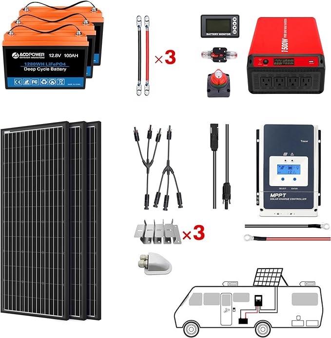 Acopower 200W mono
200w Mono
300Ah
(3x100Ah) Li300Ah M600w image 1