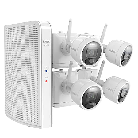 Lorex L42481-4AA4-E 2K 4.0-MP 8-Camera-Capable 1-TB NVR System with 4 Outdoor Wi-Fi Battery Security Cameras, White, L42481-4AA4-E image 1