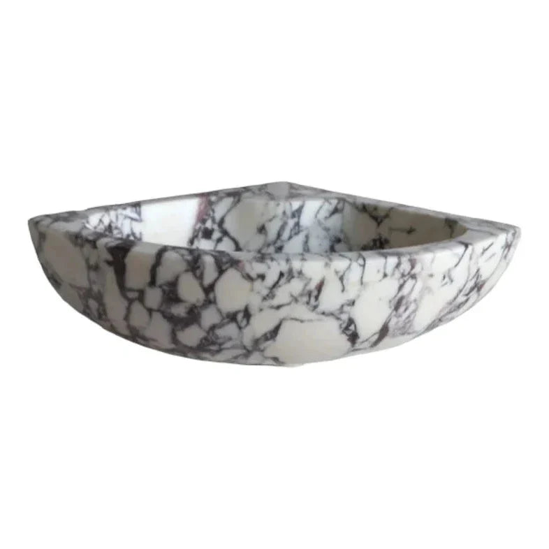 Calacatta Viola Marble Wall-mount Bathroom Corner Vanity Sink (W)12" (L)12" (H)6" image 4