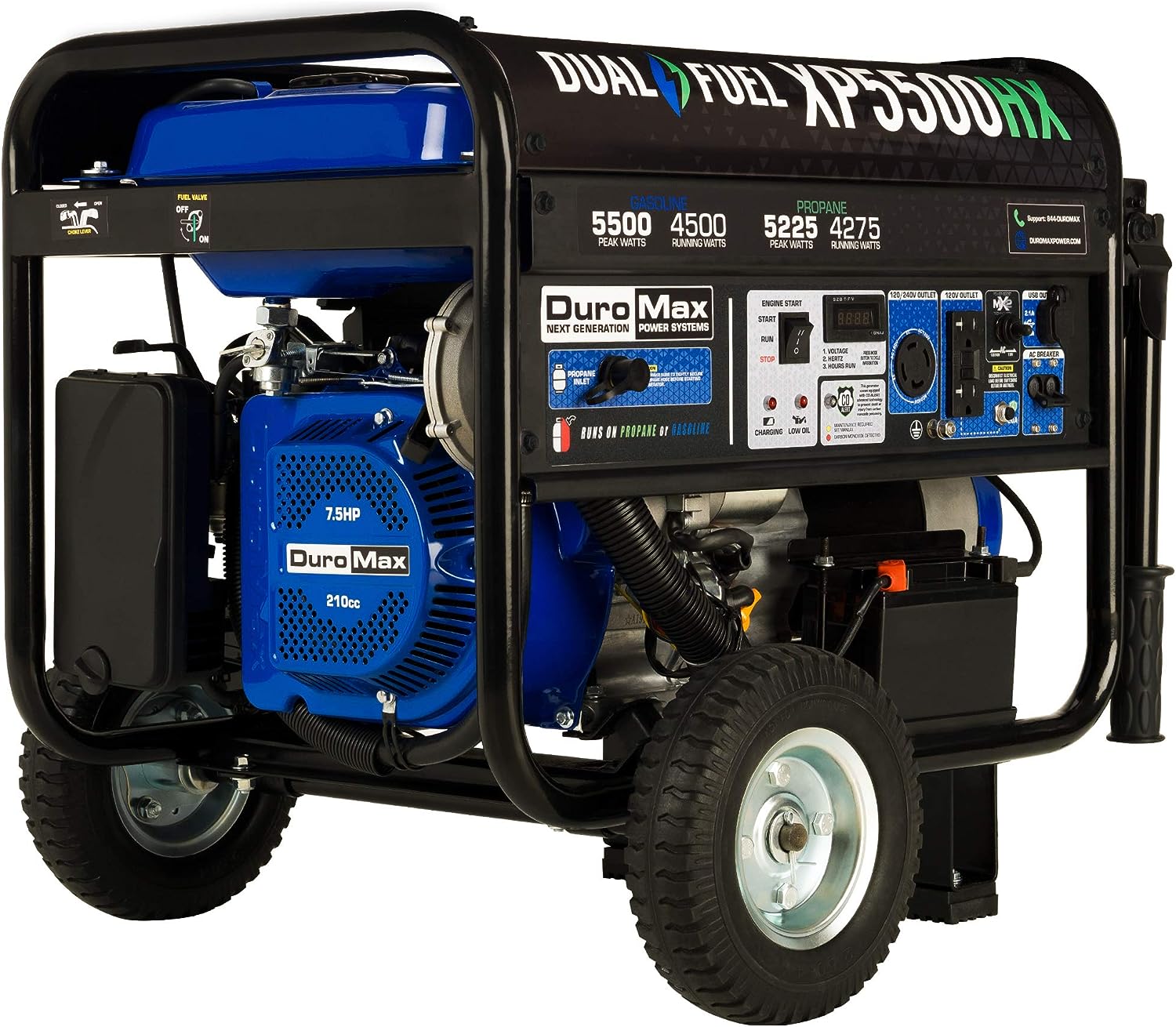 REFURB DuroMax XP5500HX 5,500 Watt 7.5 HP Dual Fuel Portable Generator With CO Alert 50- States (Grade A) image 1