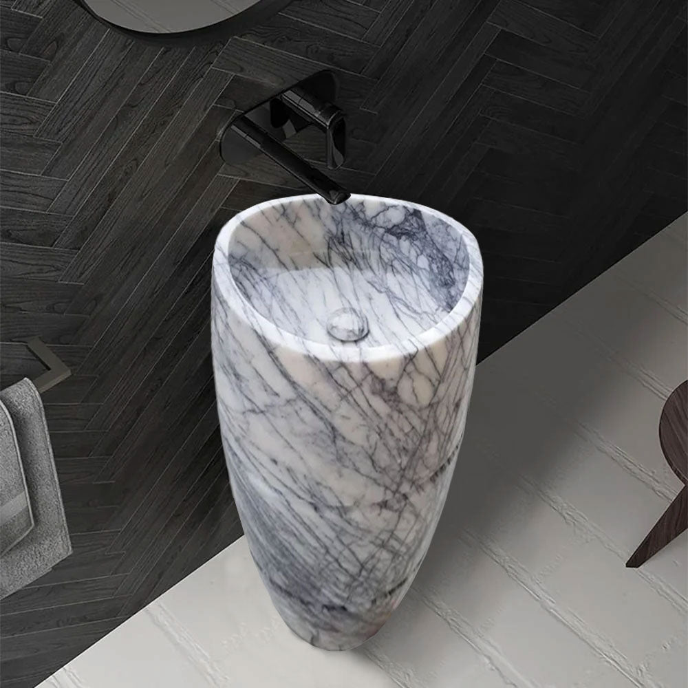 New York Marble Designer Pedestal Stand-Alone Sink (W)22