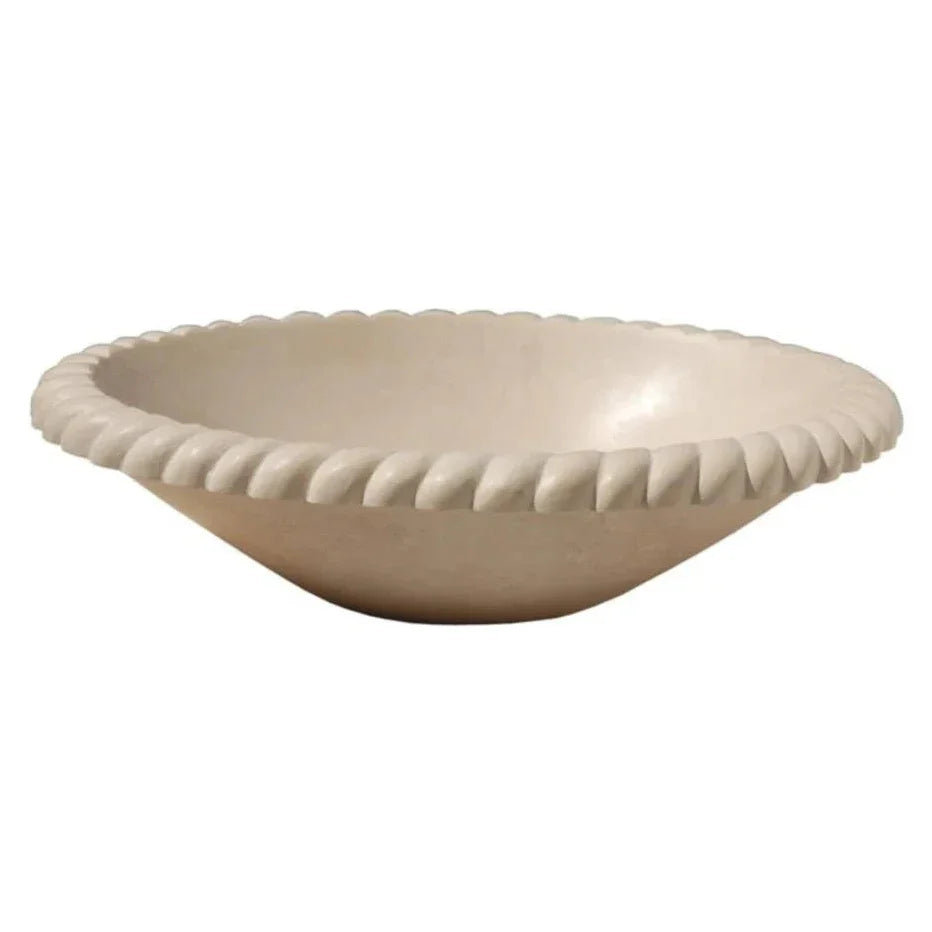 Champagne Limestone Oval Braid Self-rimming Above Vanity Bathroom Sink (W)18" (L)22" (H)6" image 2