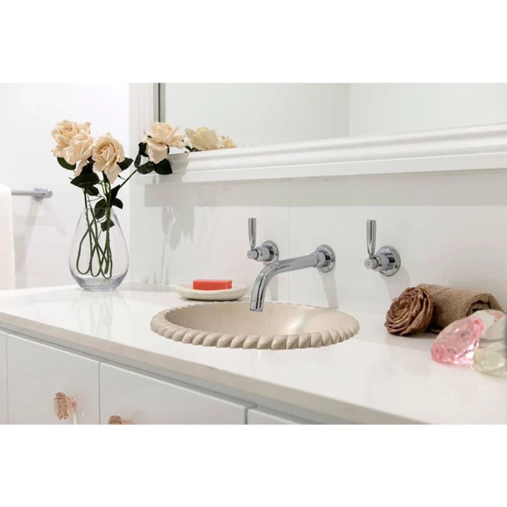 Champagne Limestone Oval Braid Self-rimming Above Vanity Bathroom Sink (W)18" (L)22" (H)6" image 3