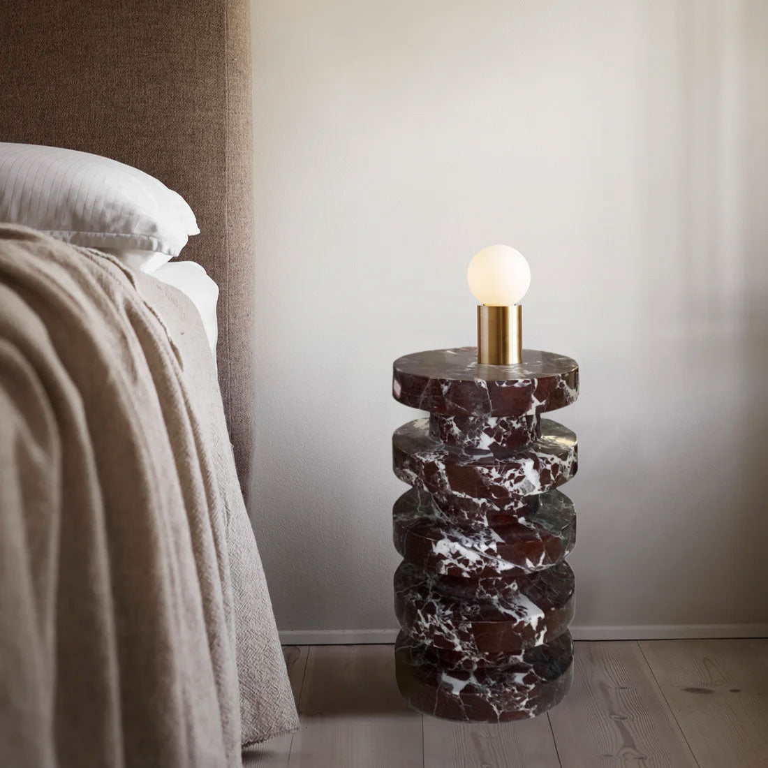 Rosso Levanto Marble Plinth Designer Side Table Polished (D)12