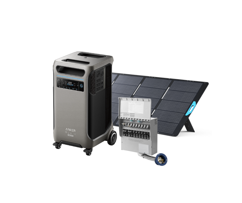 Anker SOLIX F3800 Plus Portable Power Station + Home Backup Kit + 400W Solar Panel  + FREE Protective Cover image 1