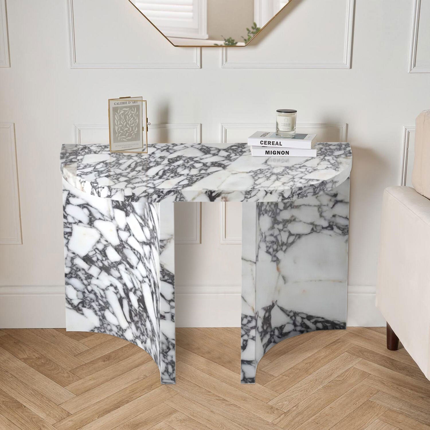 Calacatta Viola Marble Designer Arched Legs Console Polished image 1