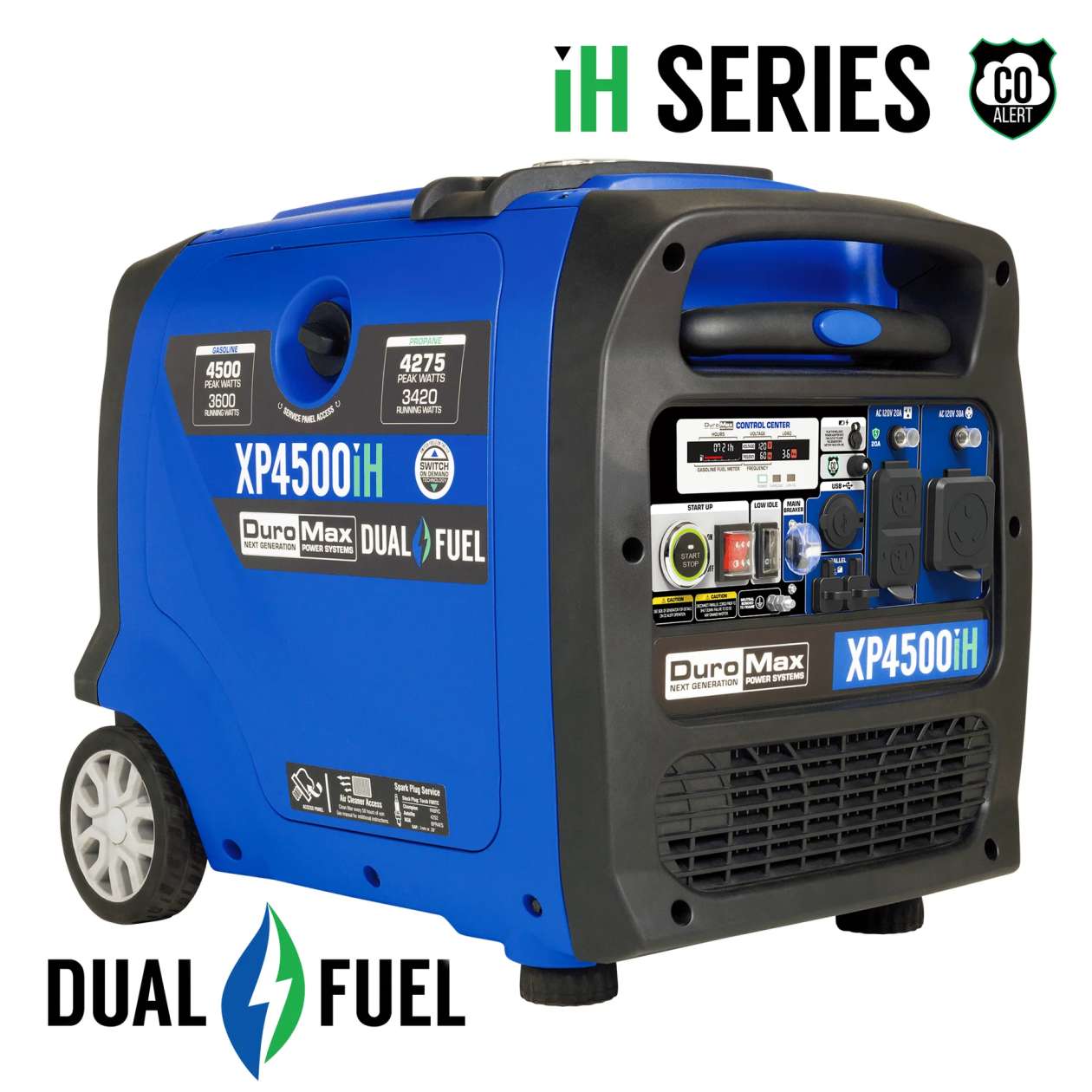 REFURB DuroMax XP4500iH 4,500 Peak Watt Dual Fuel Inverter Generator With Carbon Monoxide Detectors + UBS Ports (Grade A) image 1