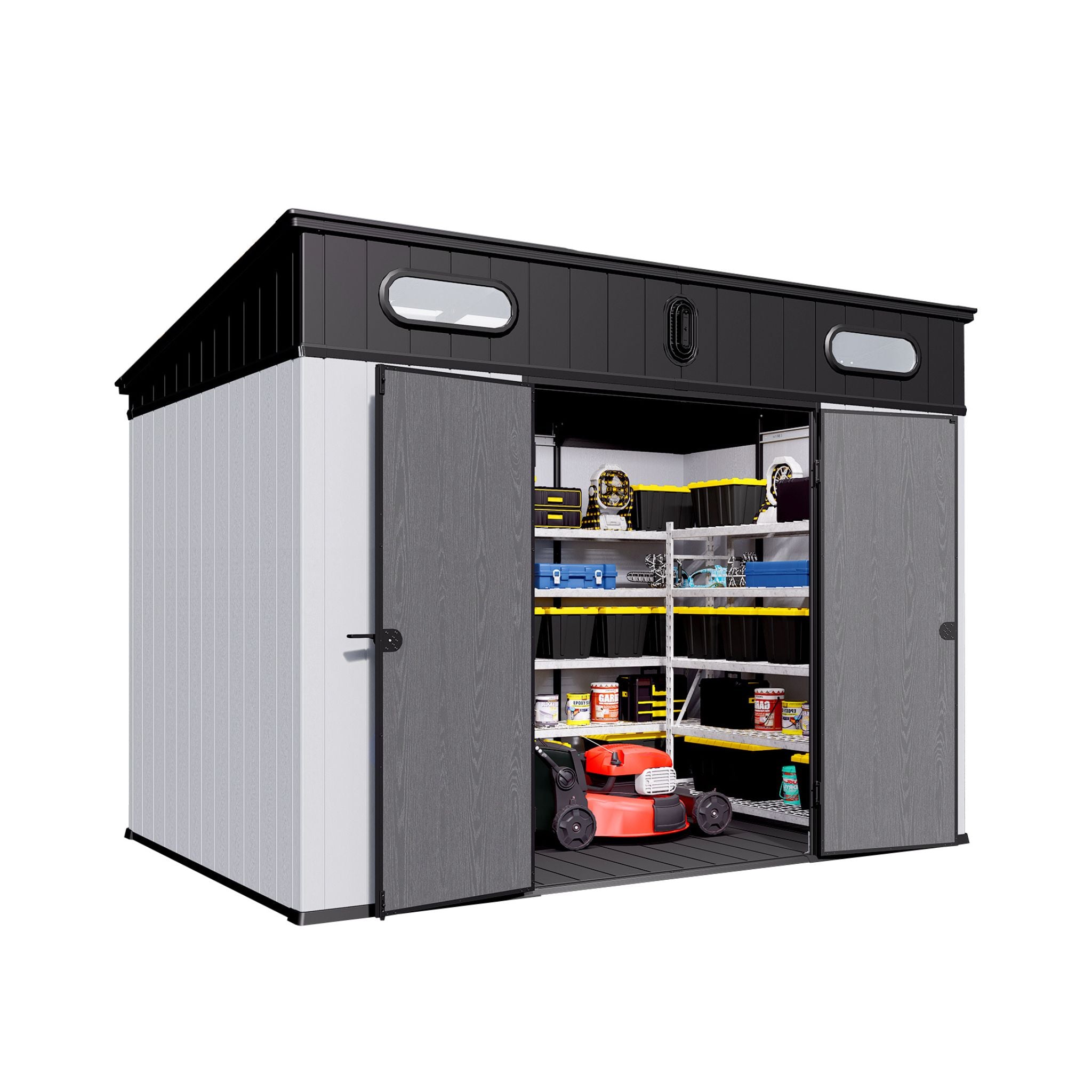 [07X10FT] Heavy Duty Weather-Resistant Polypropylene Storage Shed With Floor And Reinforced Steel Frame (SAK67455) image 1