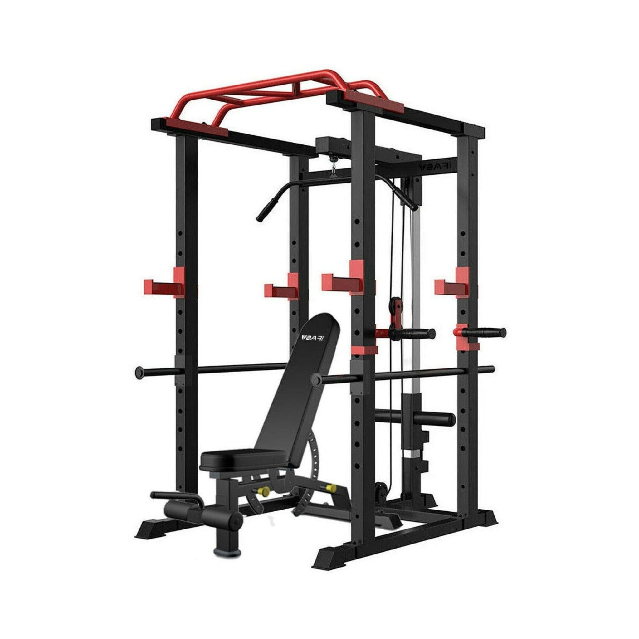 1000LBS Multi-Functional Barbell Rack Squat Power Cage With Weight Bench (SAK35822) image 1