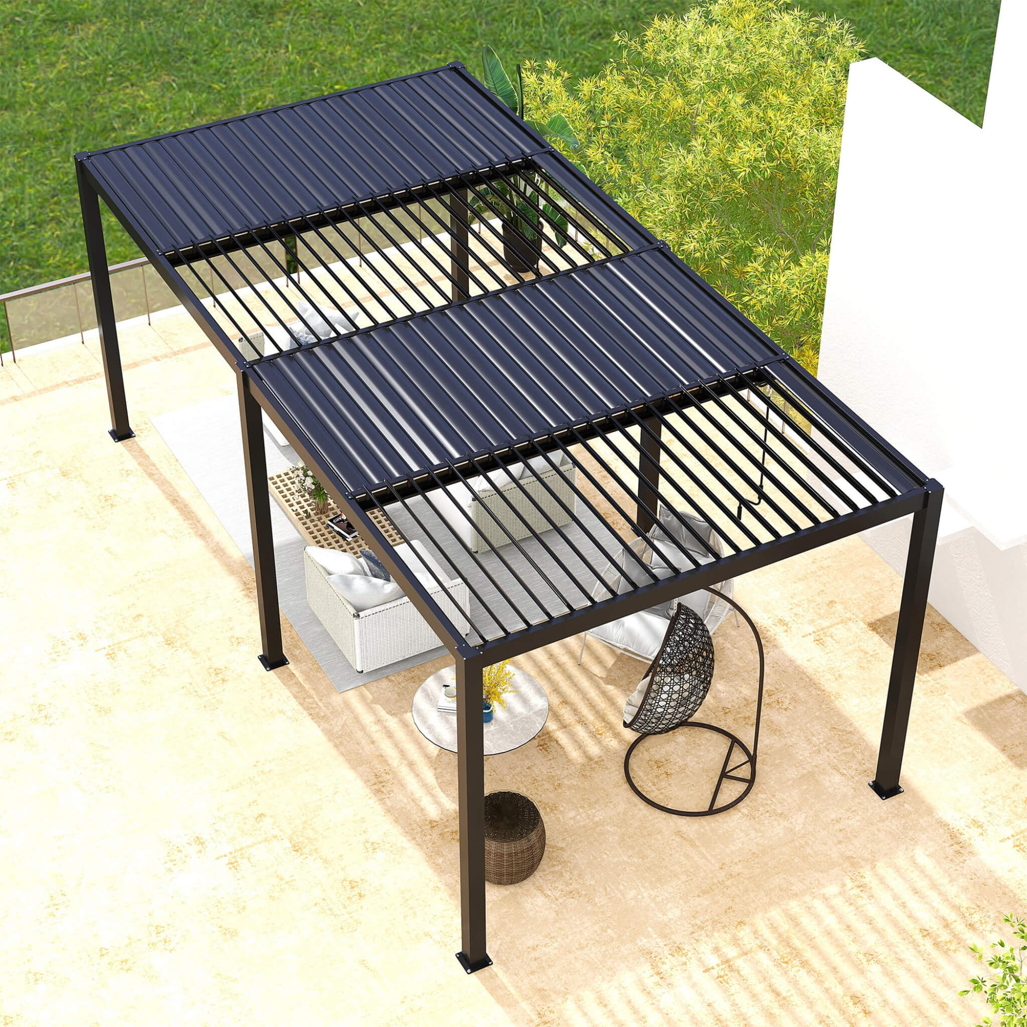 [10X19FT] Premium Powder-Coated Aluminum Pergola With Adjustable Louvers (SAK78345) image 1