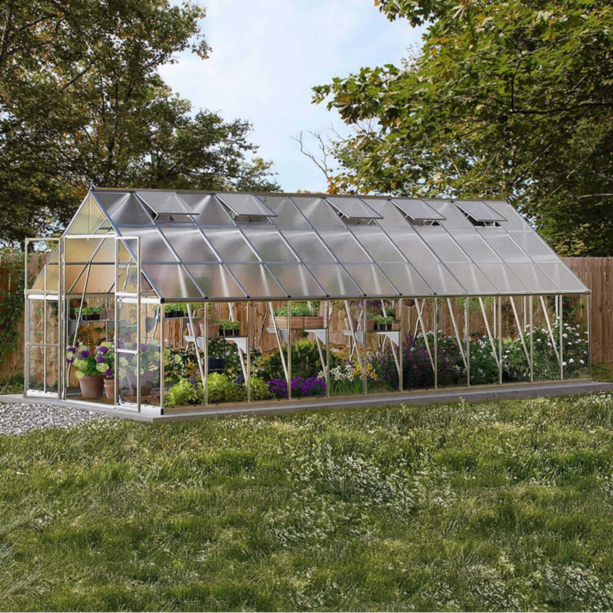 [10x24FT] Premium Heavy-Duty Polycarbonate Walk-In Greenhouse W/ Aluminum Frame & Built-In Gutter System (SAK58472) image 1