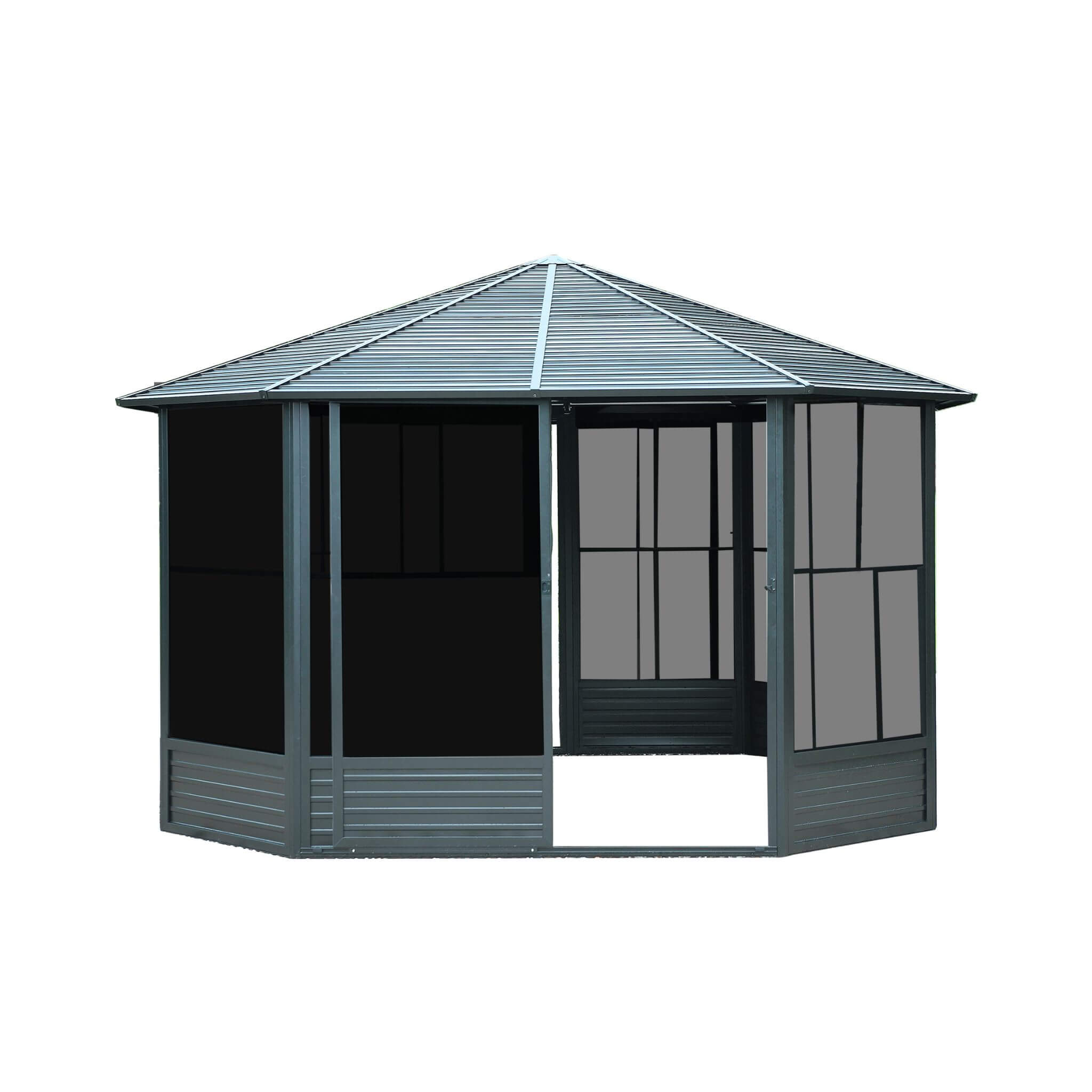 [12X12FT] Large Octagonal Sunroom Solarium With Lockable Sliding Doors And Galvanized Steel Sloping Roof (SAK47843) image 1