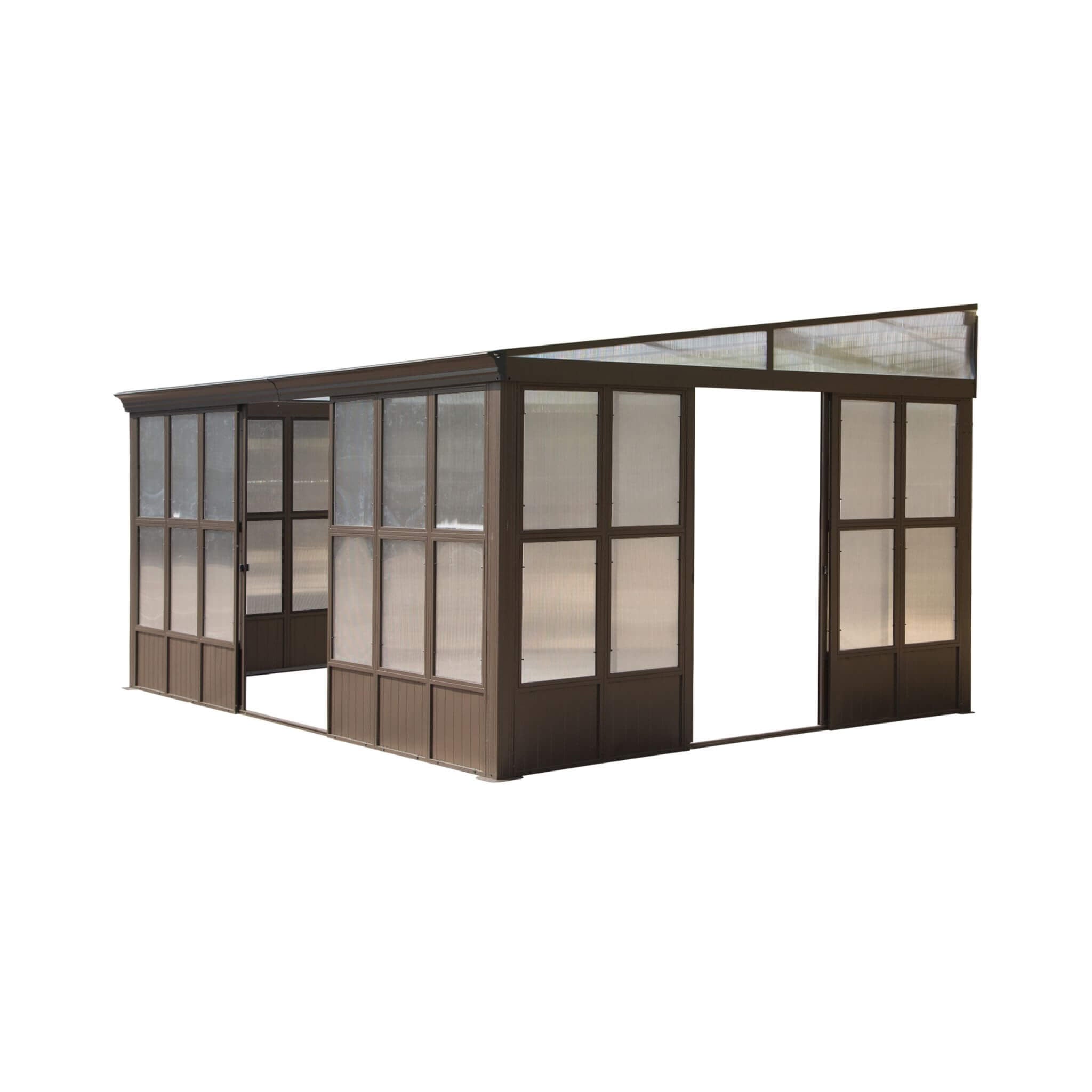 [12x16FT] Extra Large All-Season Outdoor Wall-Mounted Sunroom Solarium With Detachable Polycarbonate Windows And Lockable Sliding Doors (SAK97835) image 1