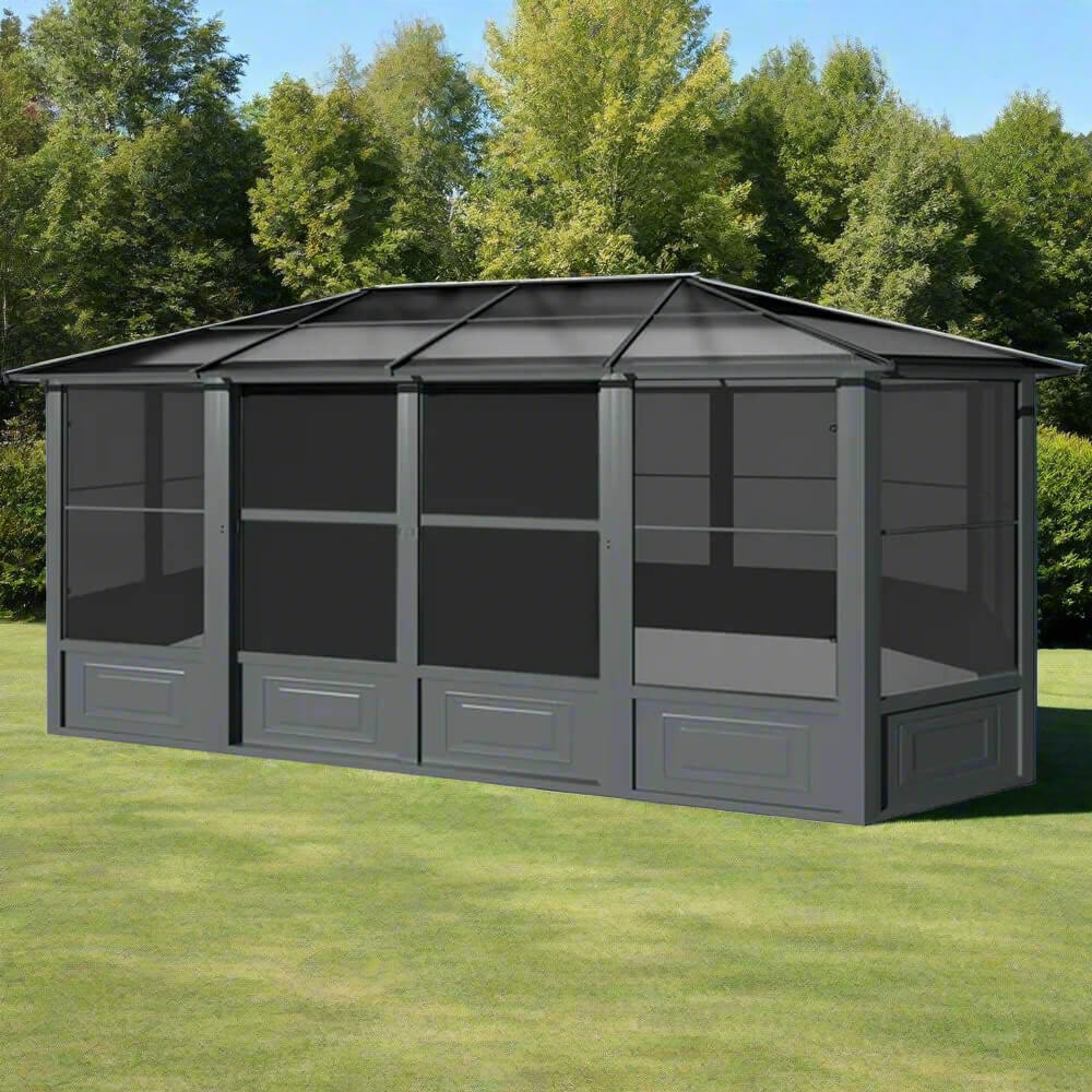 [12x18FT] Large Luxury Outdoor All-Season Aluminum Solarium Sunroom With Polycarbonate Hardtop And Sliding Doors (SAK35948) image 1