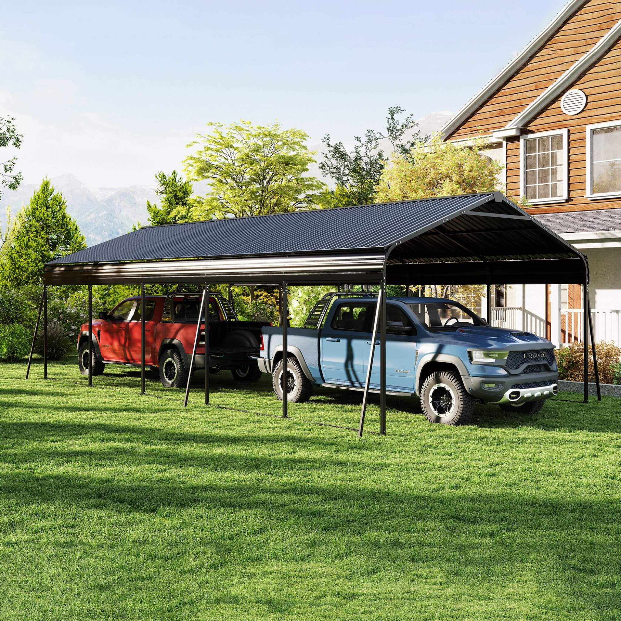 [13X26FT] Heavy-Duty Weather-Resistant Outdoor Carport With Protective Film (SAK82451) image 1