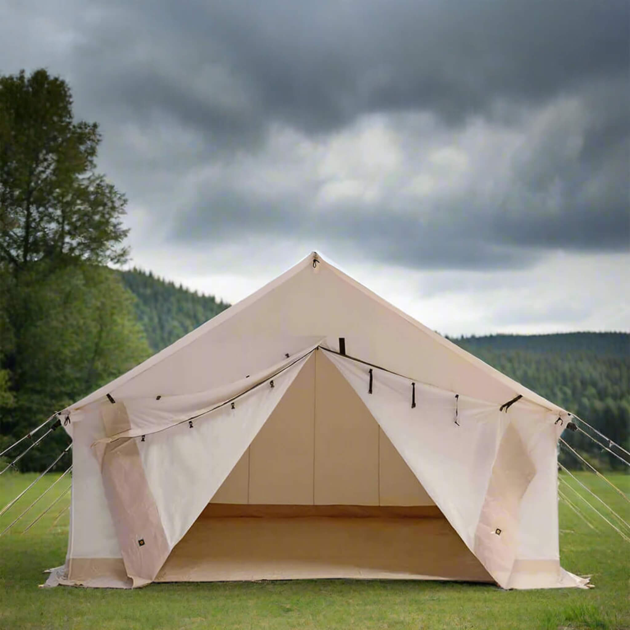 [14x16FT] White Duck Alpha Wall Tent With Heavy-Duty Frame And Bug Mesh Windows (SAK73214) image 1