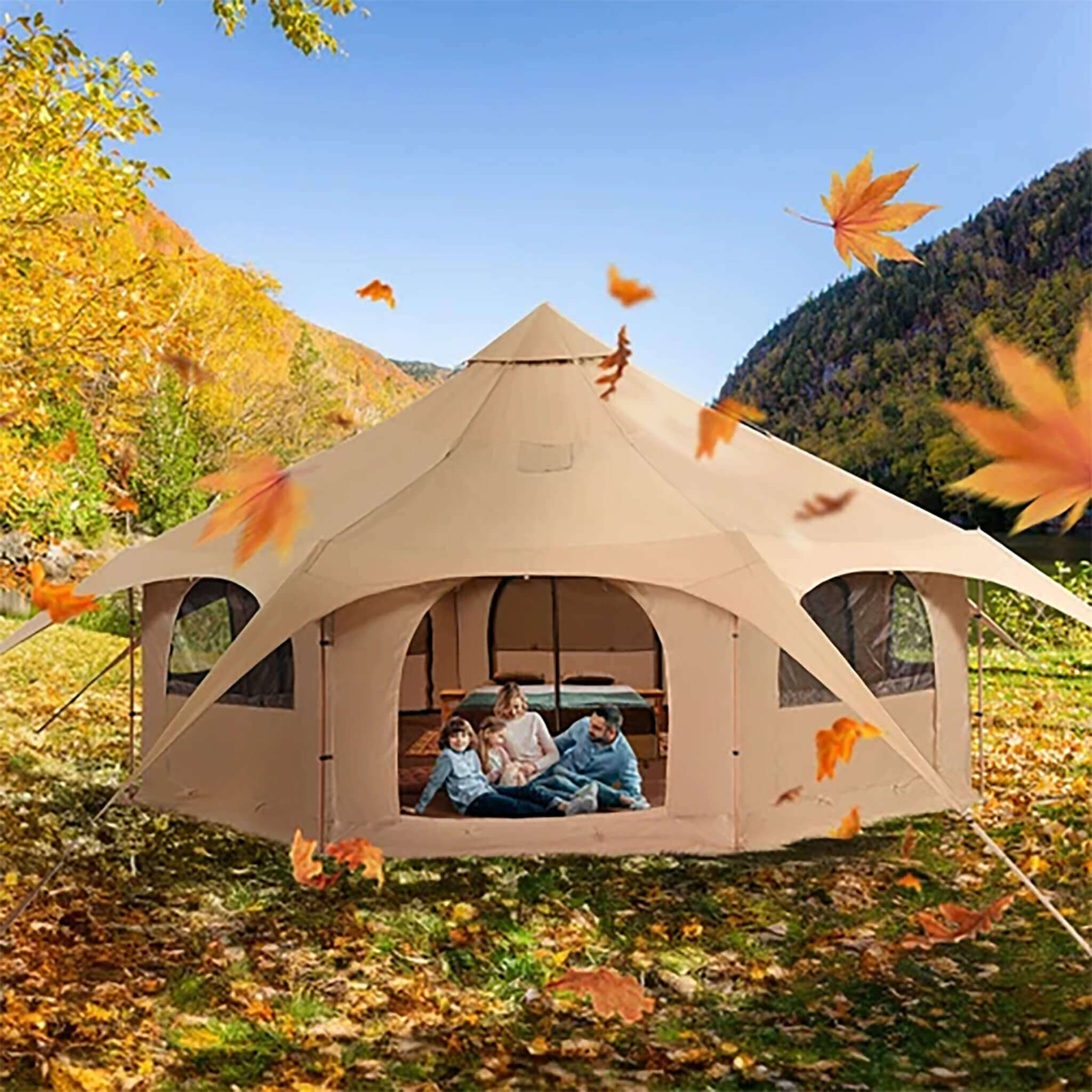 16FT Large Premium 4-Season 8-Person Bell Yurt Tent With Stove Jack (SAK75947) image 1