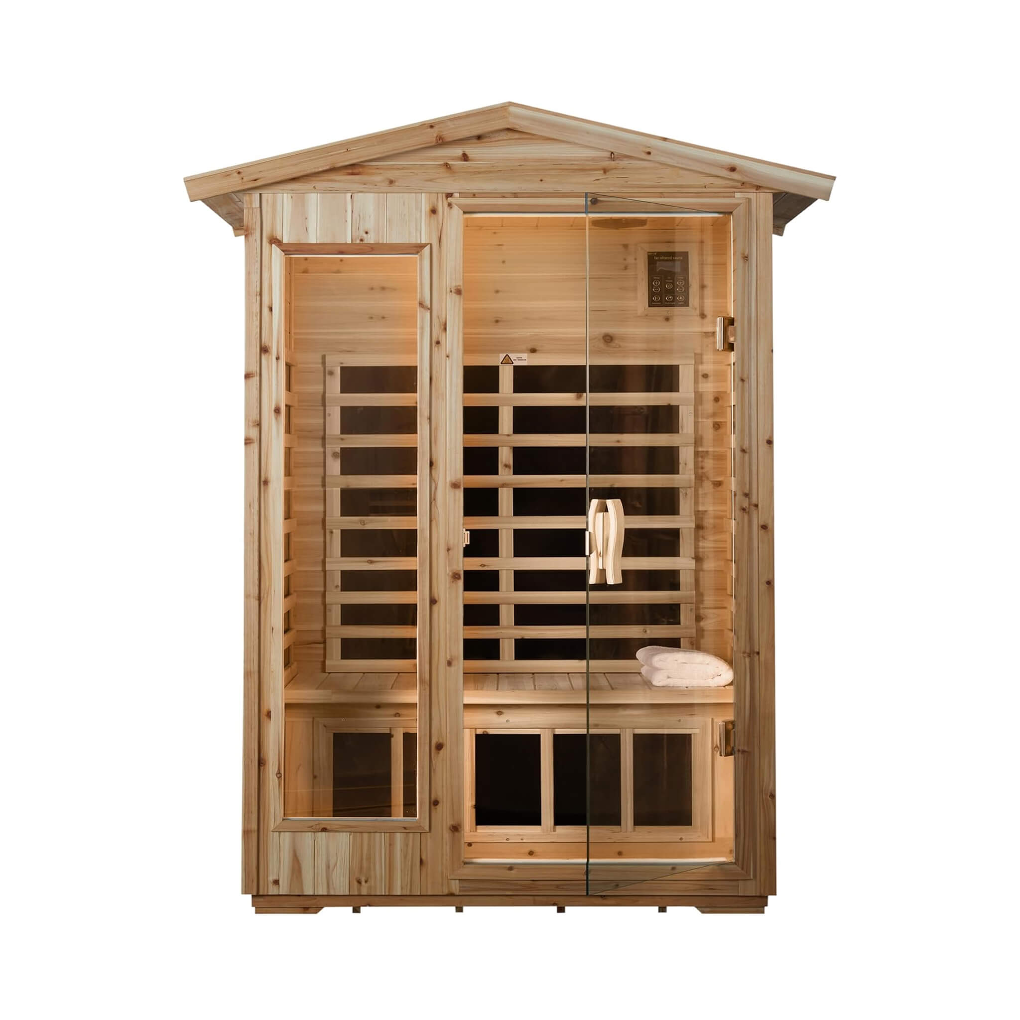 Luxury 2-Person Outdoor Low EMF Hemlock Infrared Sauna With Bluetooth And Chromotherapy Light (SAK97318) image 1