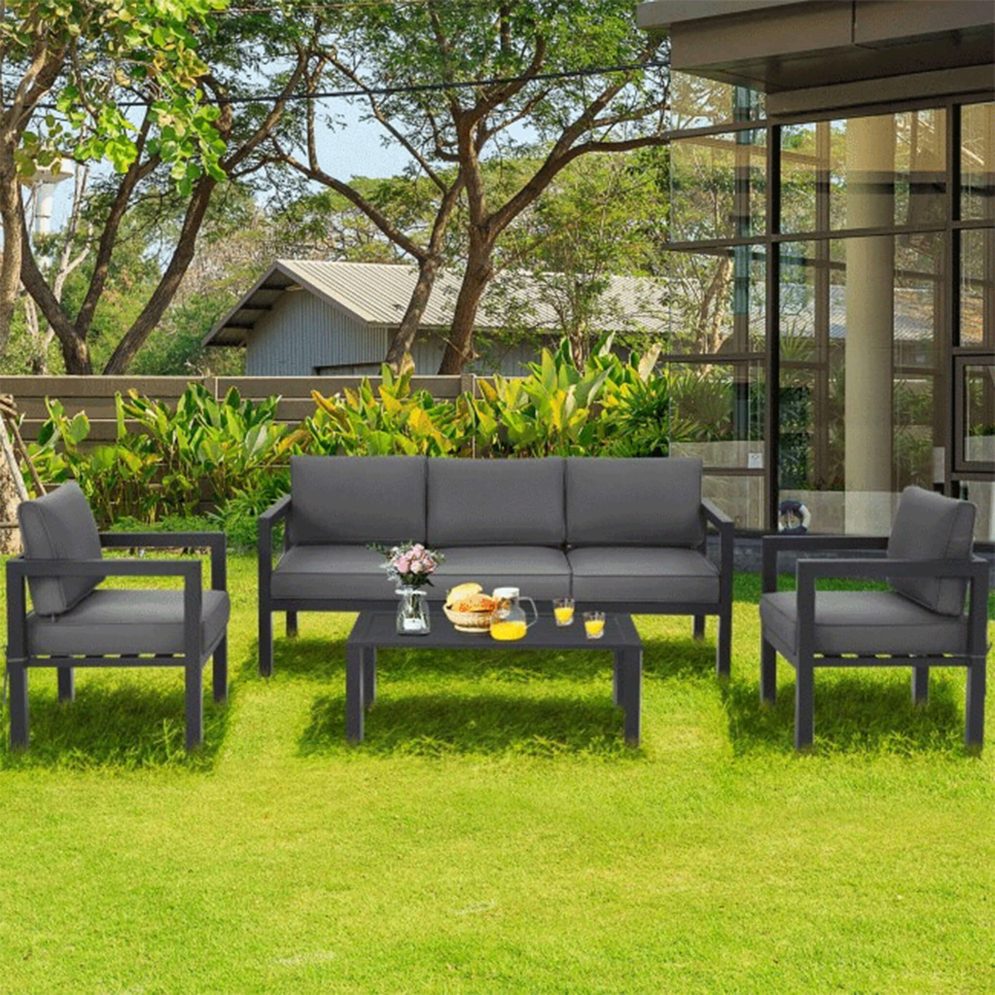 Premium Outdoor Aluminum Furniture Set For Backyard & Poolside, 4PCS (SAK73532) image 1