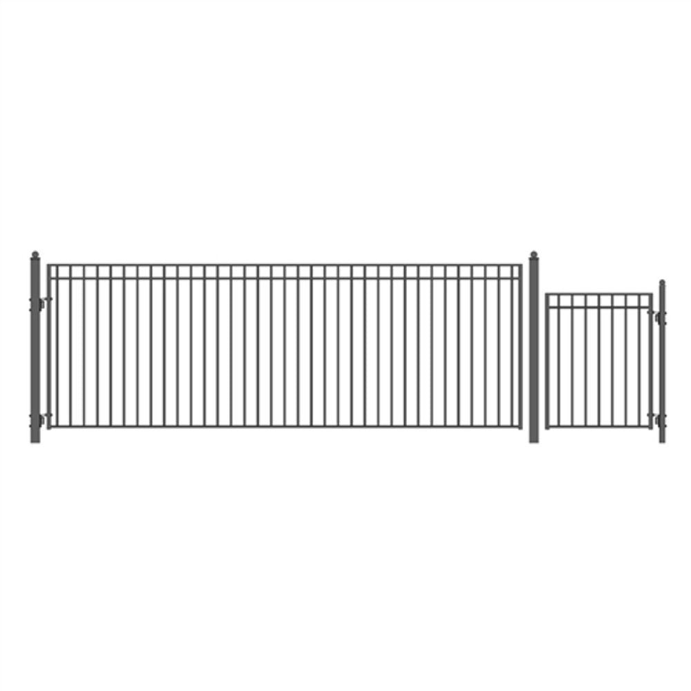 [12,18FT] Aleko Madrid Style Heavy Duty Galvanized Steel Single Swing Driveway Gate With Pedestrian Gate (SAK25349) image 1