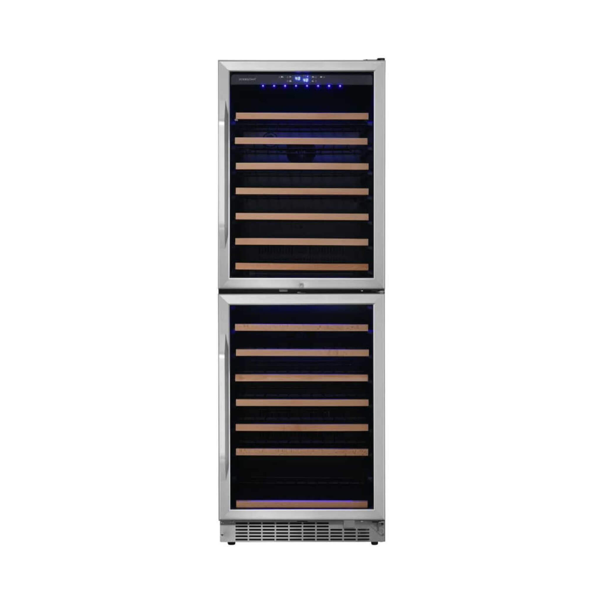 Edgestar 142 Bottle Built-In Dual Zone Double Door Wine Cooler With Door Lock, 24