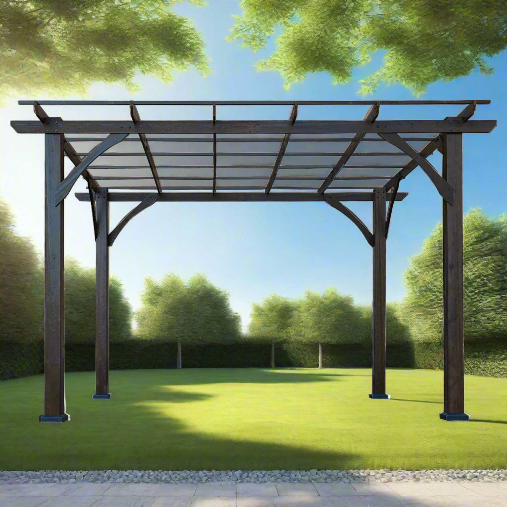 [10x12FT] Premium Outdoor Brown Cedar Wood Pergola For Spacious Patios (SAK45639) image 1