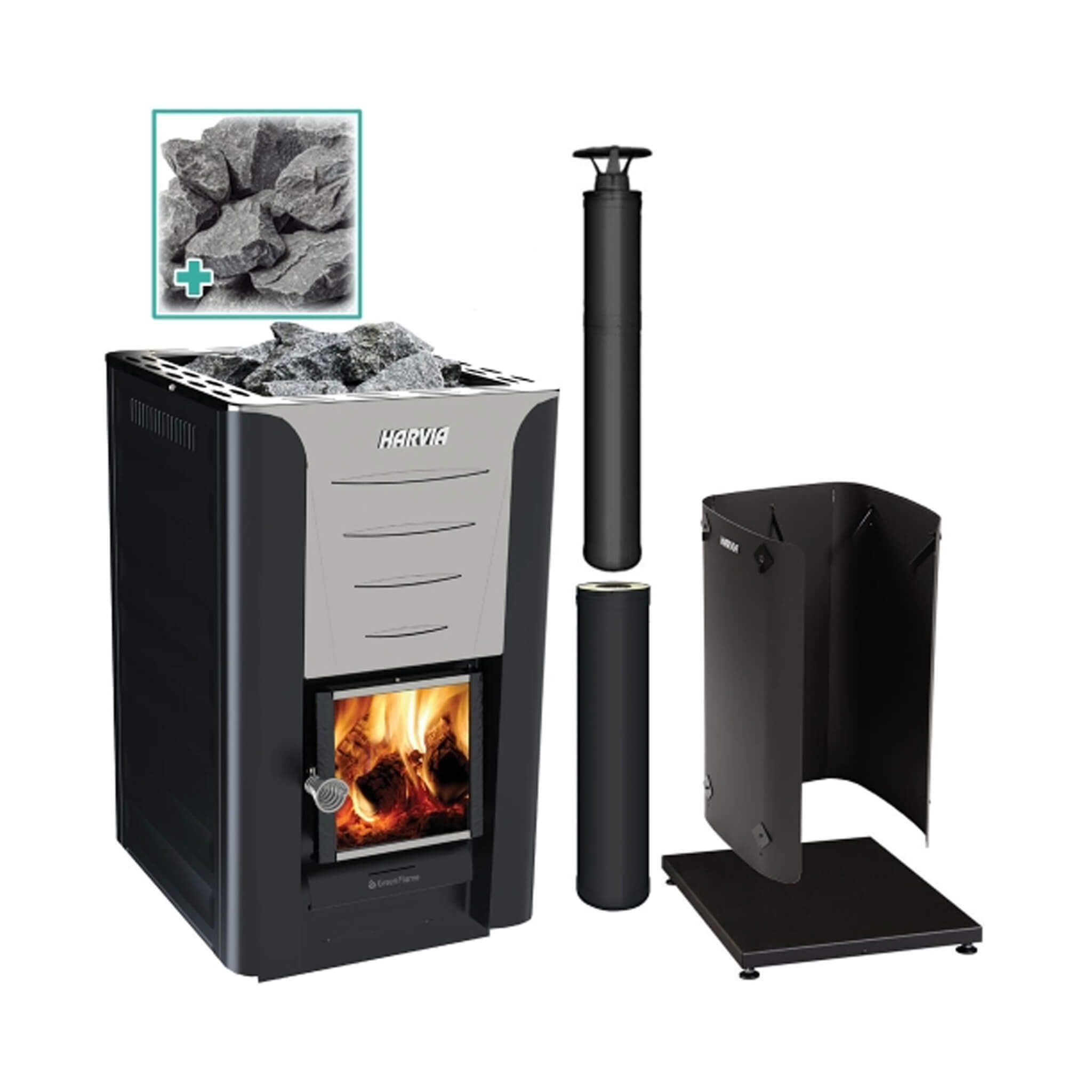 Harvia Pro 20 Premium Wood-Burning Sauna Heater Stove Package [PRO20-PKG] (SAK15748) image 1