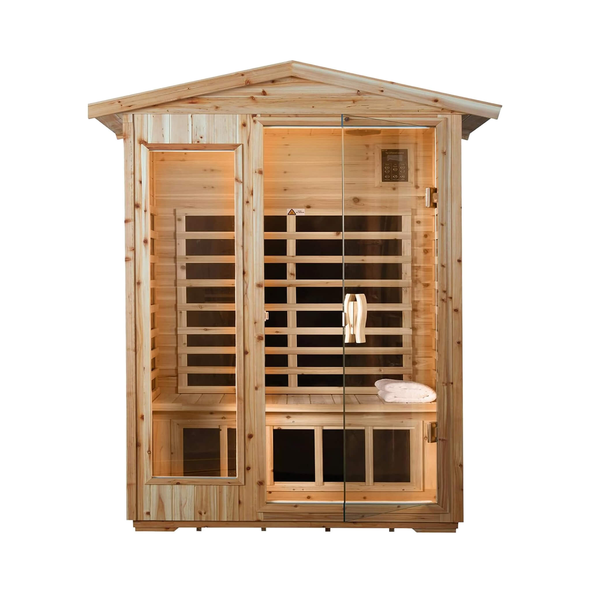 Premium 2-Person Indoor Outdoor Low EMF FAR-Infrared Hemlock Wood Personal Home Sauna Spa, 1750W (SAK27451) image 1
