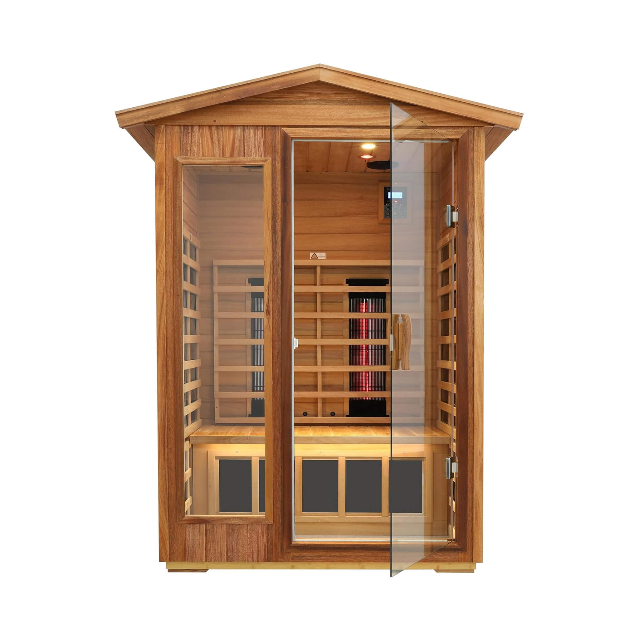 Deluxe 2-Person Outdoor Mahogany Low EMF Far Infrared Sauna With Bluetooth Audio And LED Lights (SAK83719) image 1