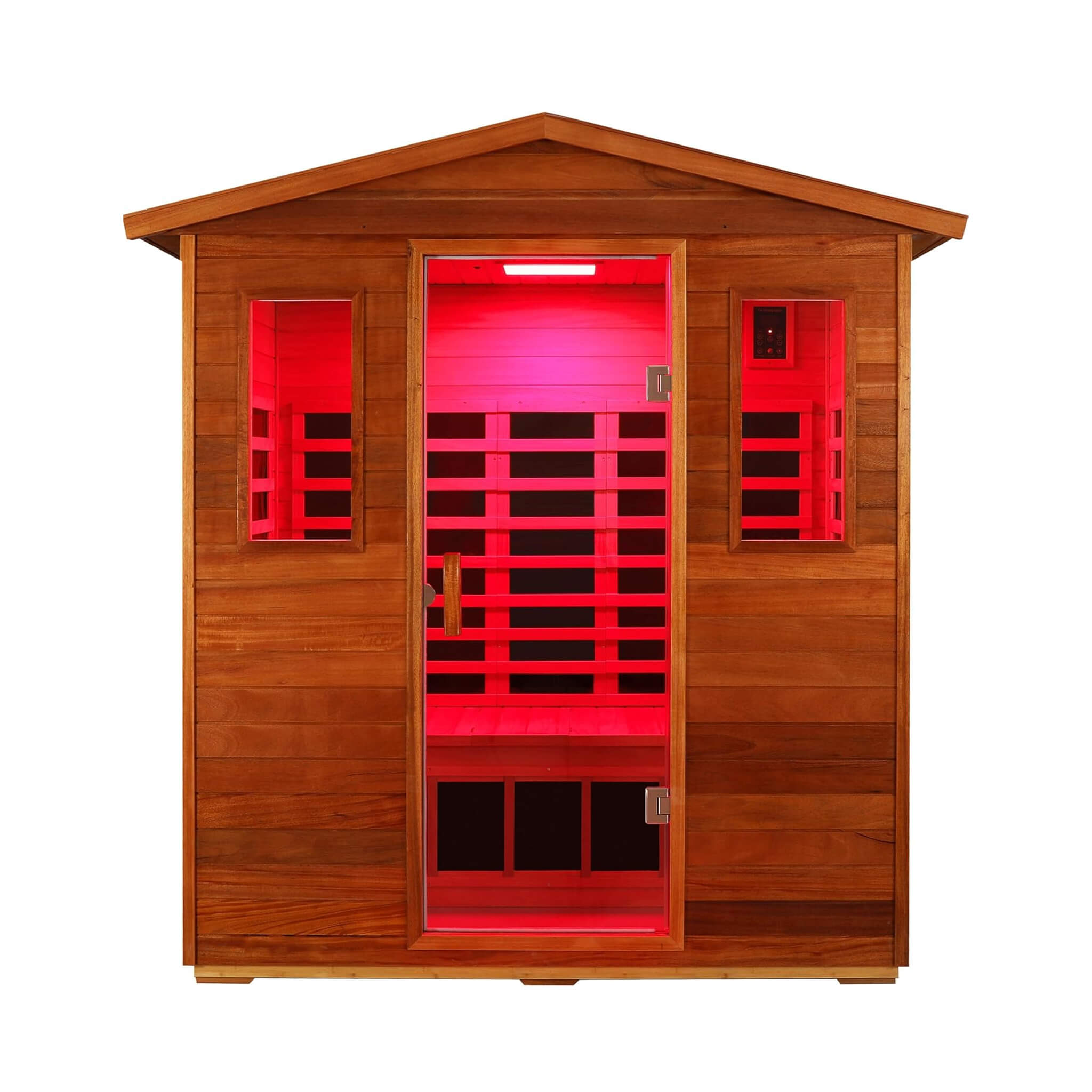Luxury 3-Person Outdoor Mahogany Full Spectrum Ultra-Low EMF FAR Infrared Sauna With Chromotherapy And Bluetooth Speakers (SAK83460) image 1