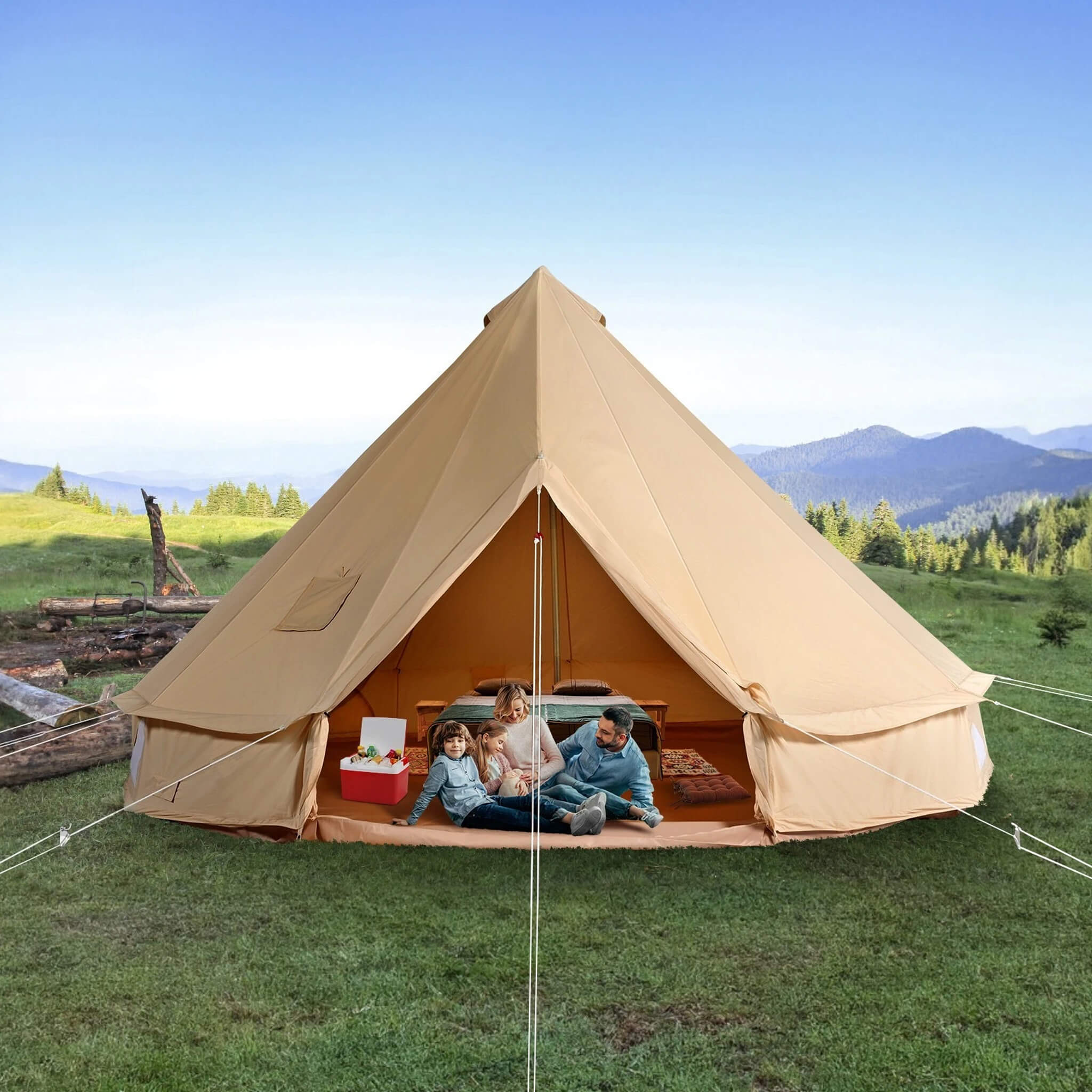 Premium 4-Season Camping Canvas Bell Yurt Tent With Stove Jack (SAK47589) image 1