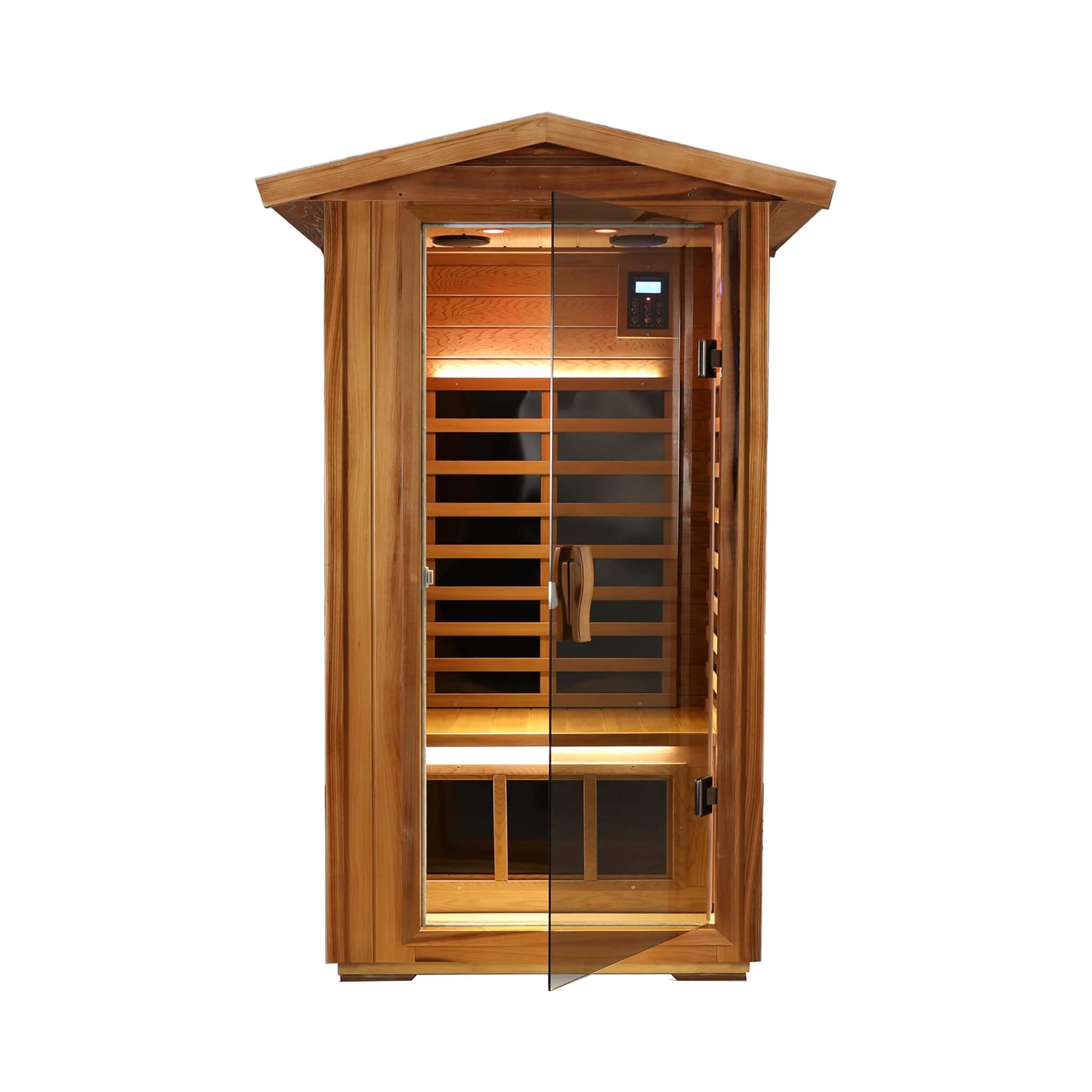 Premium 1-Person Outdoor Red Cedar Infrared Sauna With Low EMF, Chromotherapy And Bluetooth (SAK32783) image 1