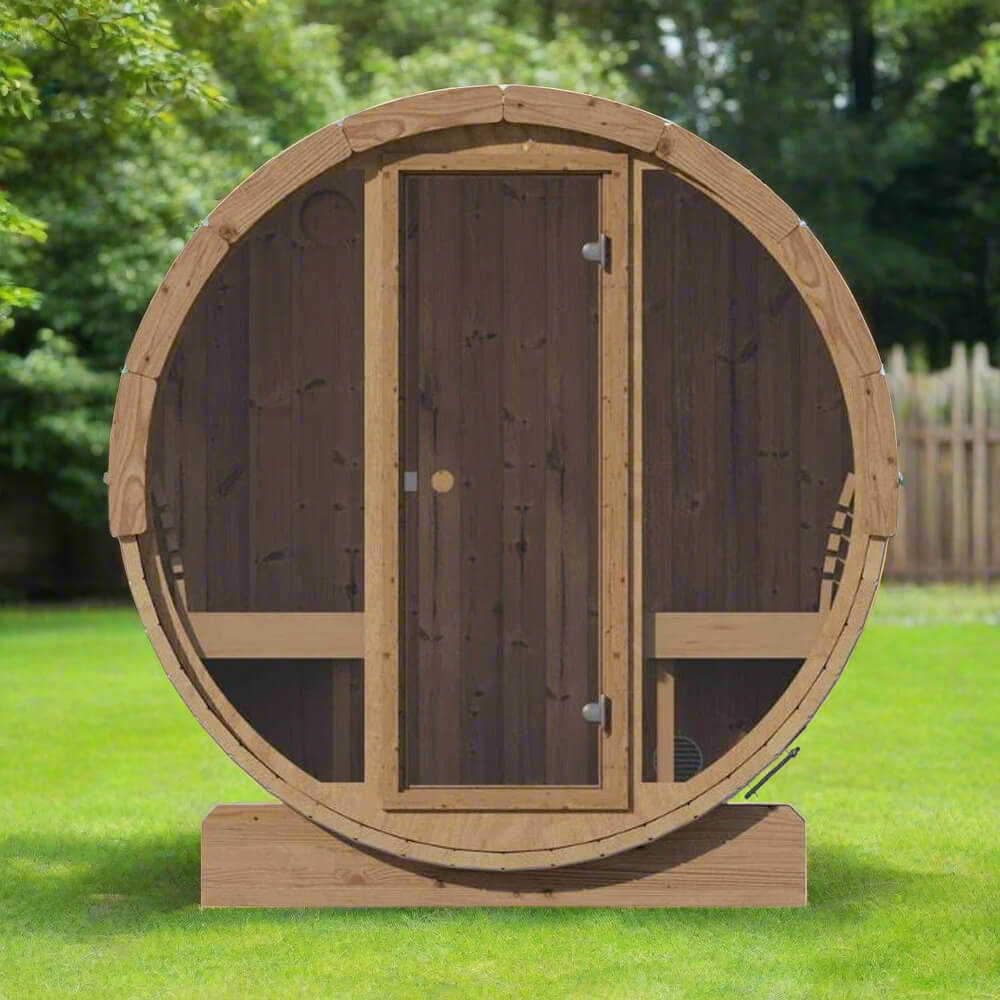 SaunaLife Model E7G Ergo Series 4-Person Outdoor Sauna Barrel With Glass Front [SL-MODELE7G] (SAK81934) image 1