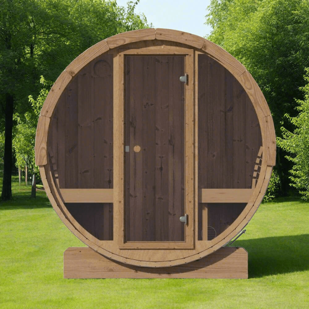 SaunaLife Model E8G Ergo Series 6-Person Outdoor Sauna Barrel With Tempered Glass Front [SL-MODELE8G] (SAK92814) image 1