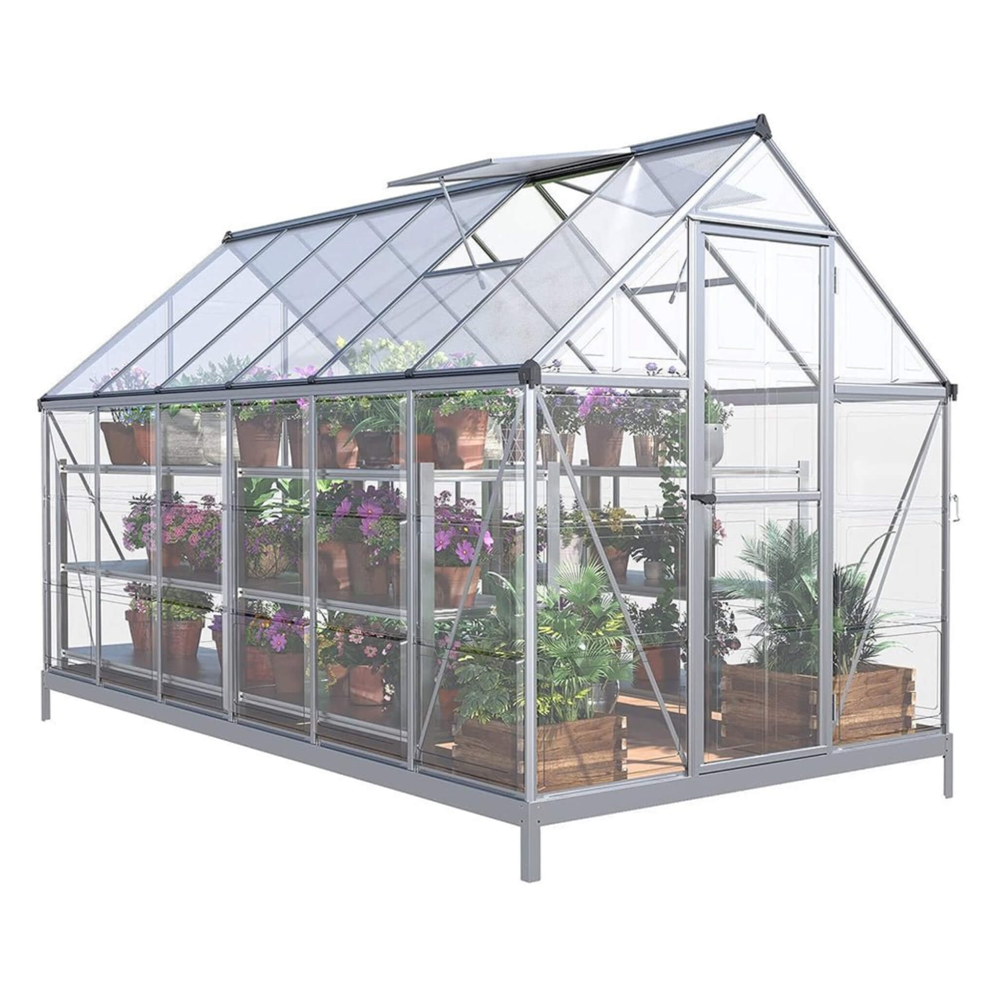 [06x12FT] Heavy Duty Outdoor Aluminum Polycarbonate Walk-In Greenhouse With Lockable Hinged Door (SAK85247) image 1