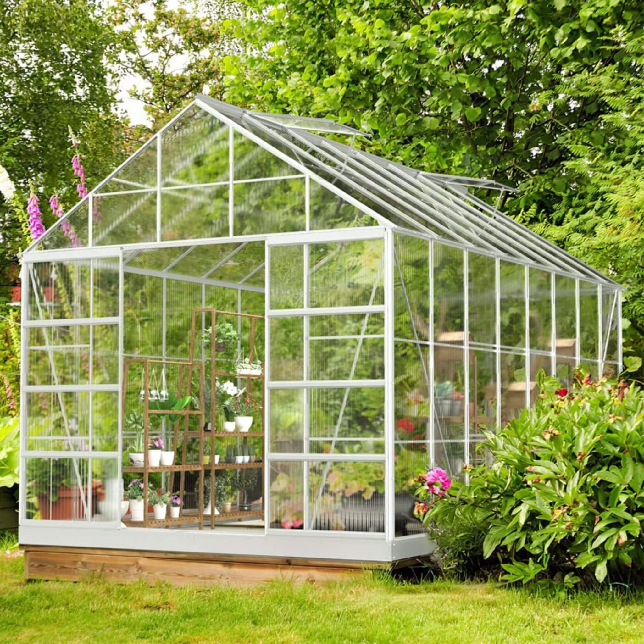 [10x16FT] Extra Large Heavy Duty Backyard Polycarbonate Aluminum Greenhouse With Sliding Doors And Vents (SAK97526) image 1