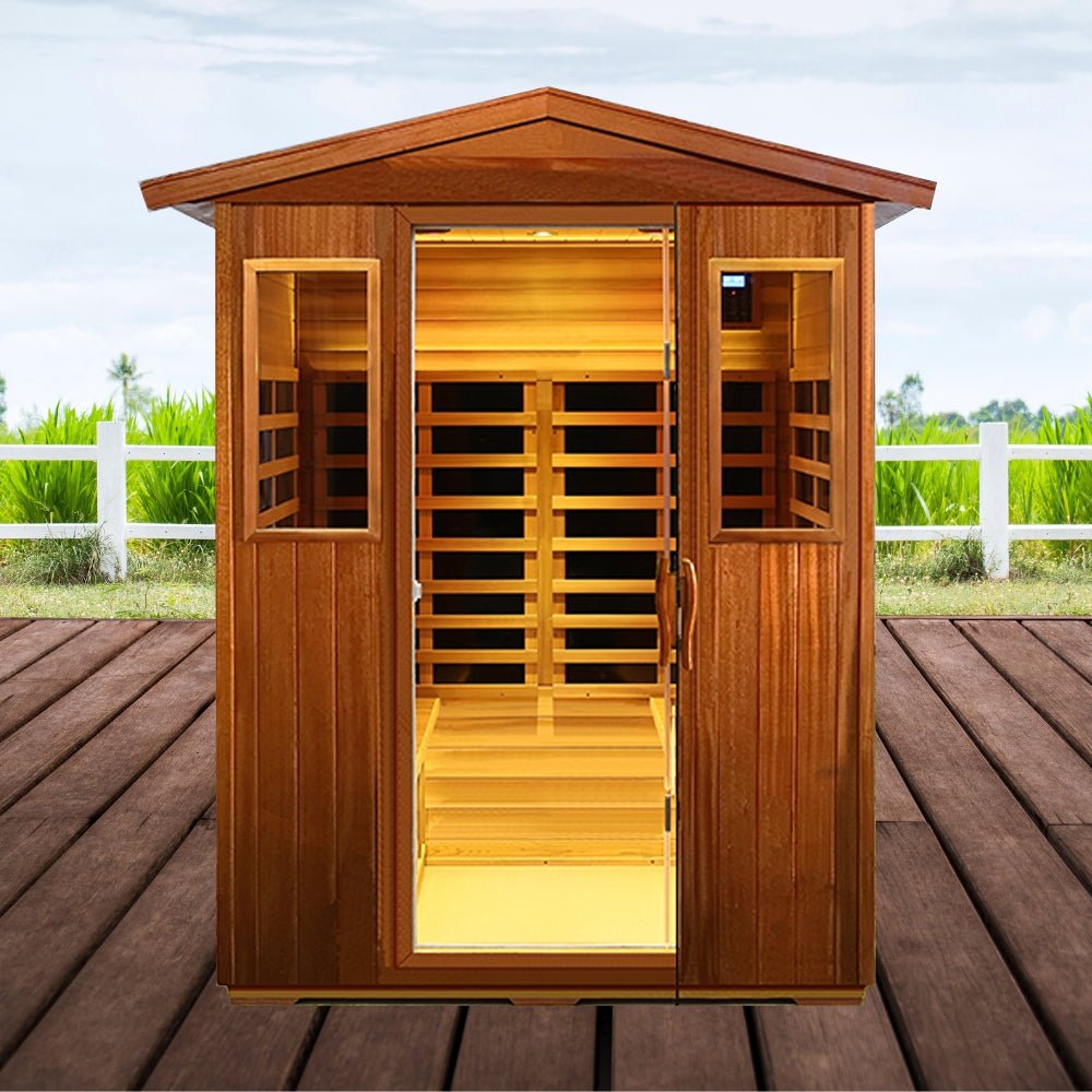 Premium 4-Person Luxury Low EMF Outdoor FAR Infrared Home Sauna With Bluetooth Audio, 2050W (SAK15372) image 1
