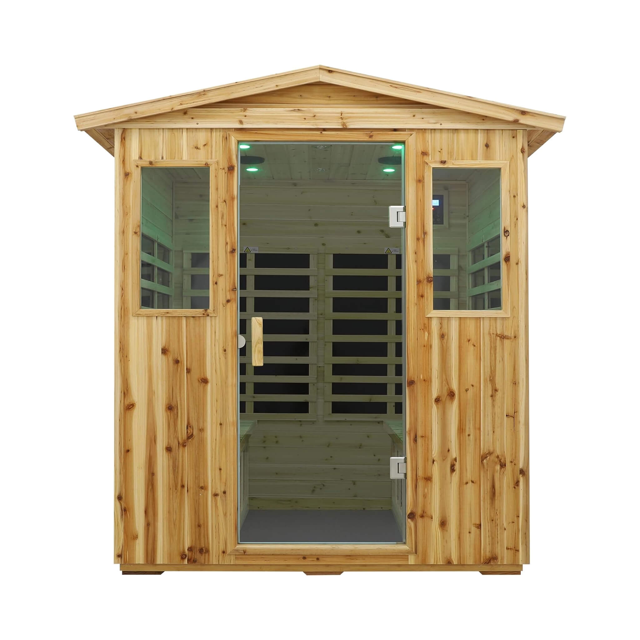 Deluxe 4-Person Outdoor Infrared Hemlock Sauna With Bluetooth Speakers & LED Lighting (SAK96371) image 1