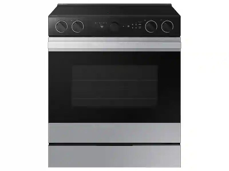 Bespoke 6.3 cu. ft. Smart Slide-In Electric Range with Smart Oven Camera & Illuminated Precision Knobs in White Glass- SAMSUNG (NSE6DB870012AA) image 1