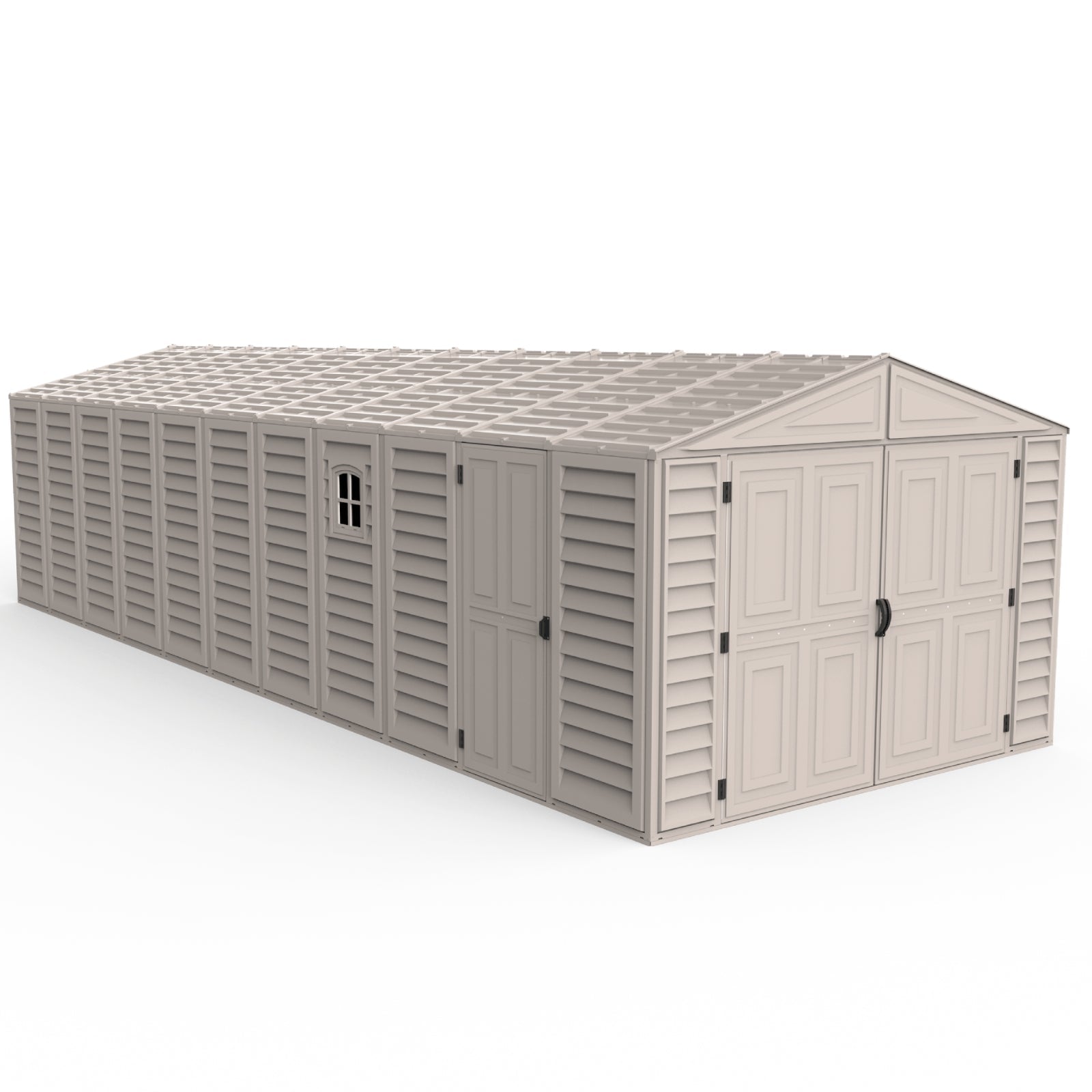 10.5x28.5 ft Vinyl Garage, Vinyl Storage Shed with Foundation, 2 Windows & Side Doors image 1