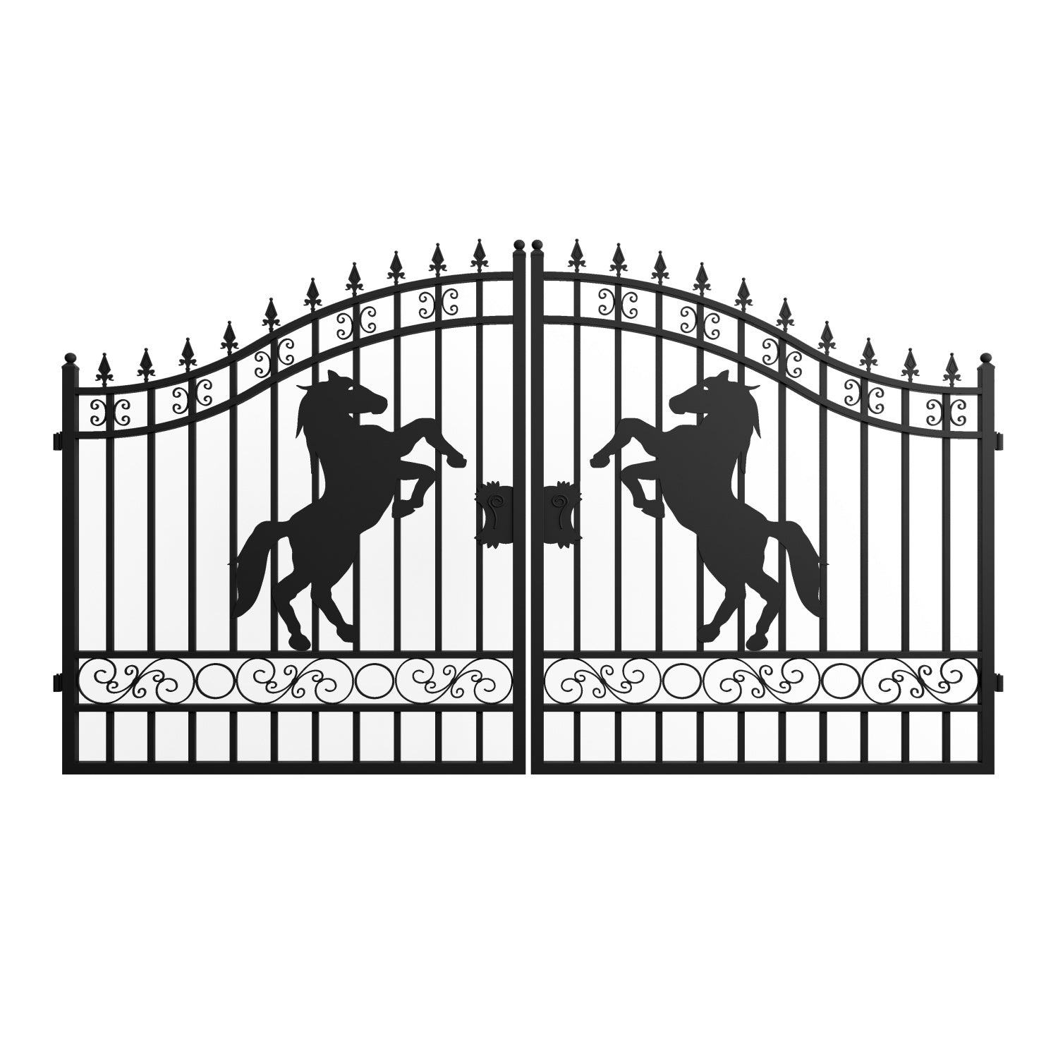 12x8 ft Dual Swing Driveway Gate with Horse Pattern image 1